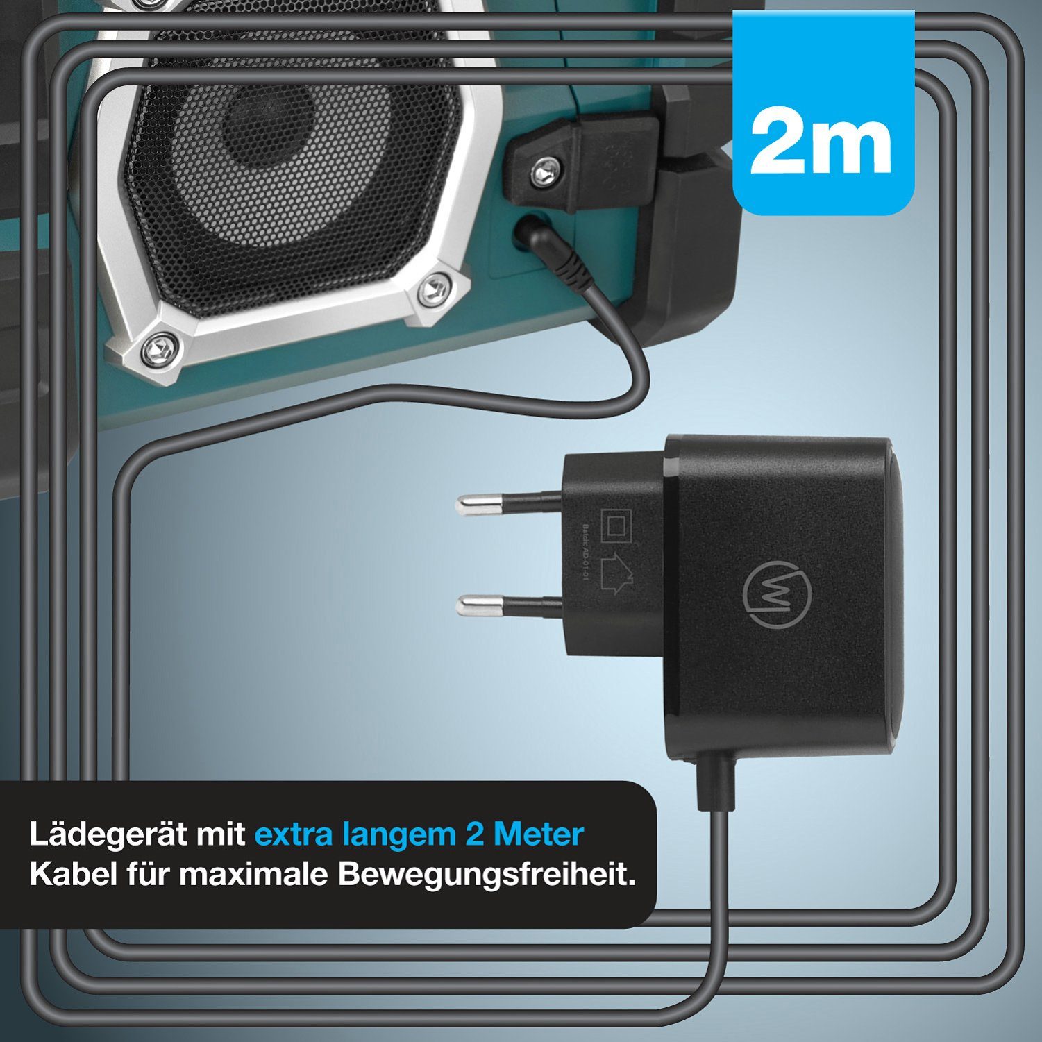 Wicked Chili Netzteil Ladegerät Makita DMR 116 112 110 109 (12V) Netzteil (200 cm / rauschfrei / mit Knick-Schutz / 100% geeignet für Radio) – Bild 4 von 5