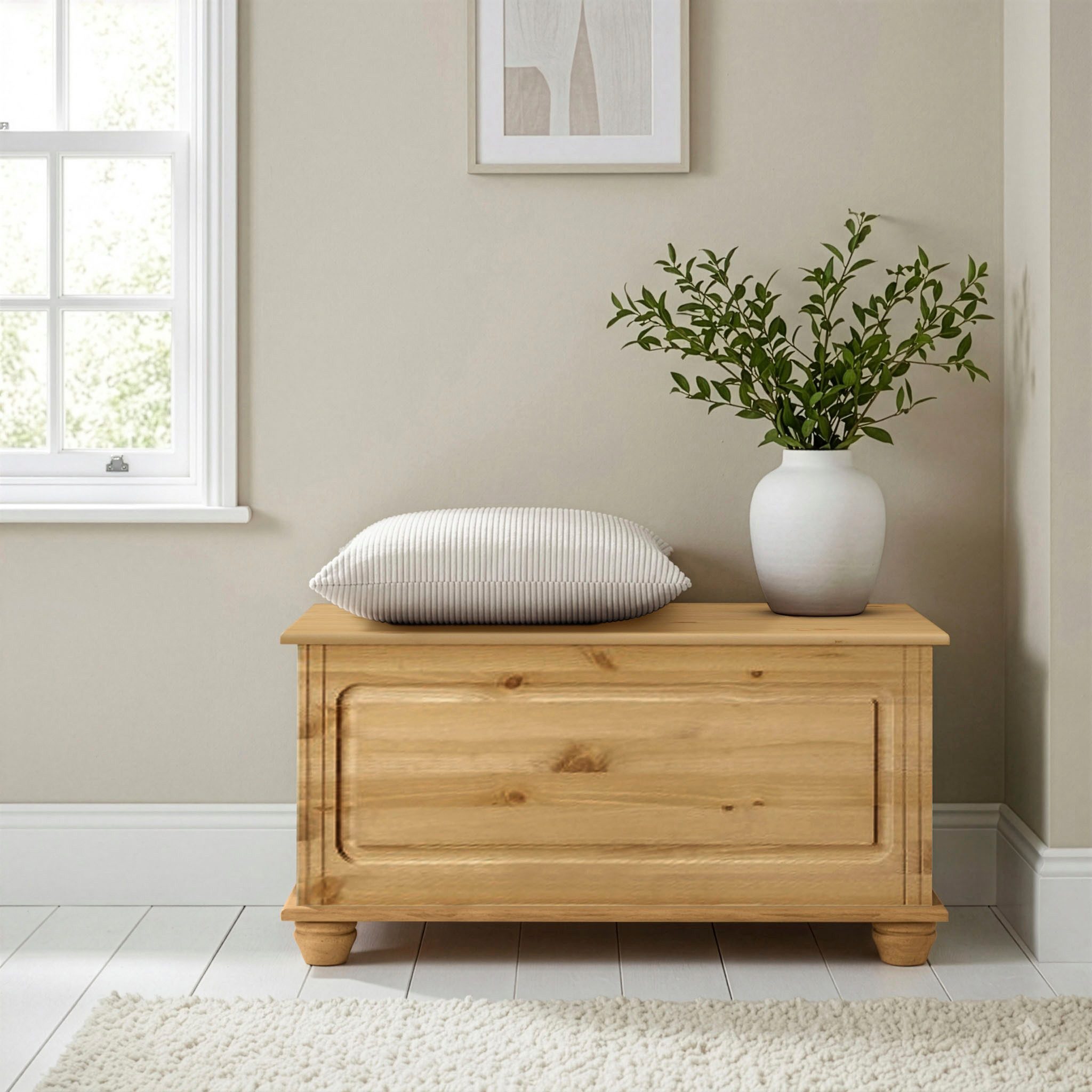 OTTO home Sitztruhe Finca, aus massivem Kiefernholz, 85 x 43 x 45 cm, mit praktischem Stauraum