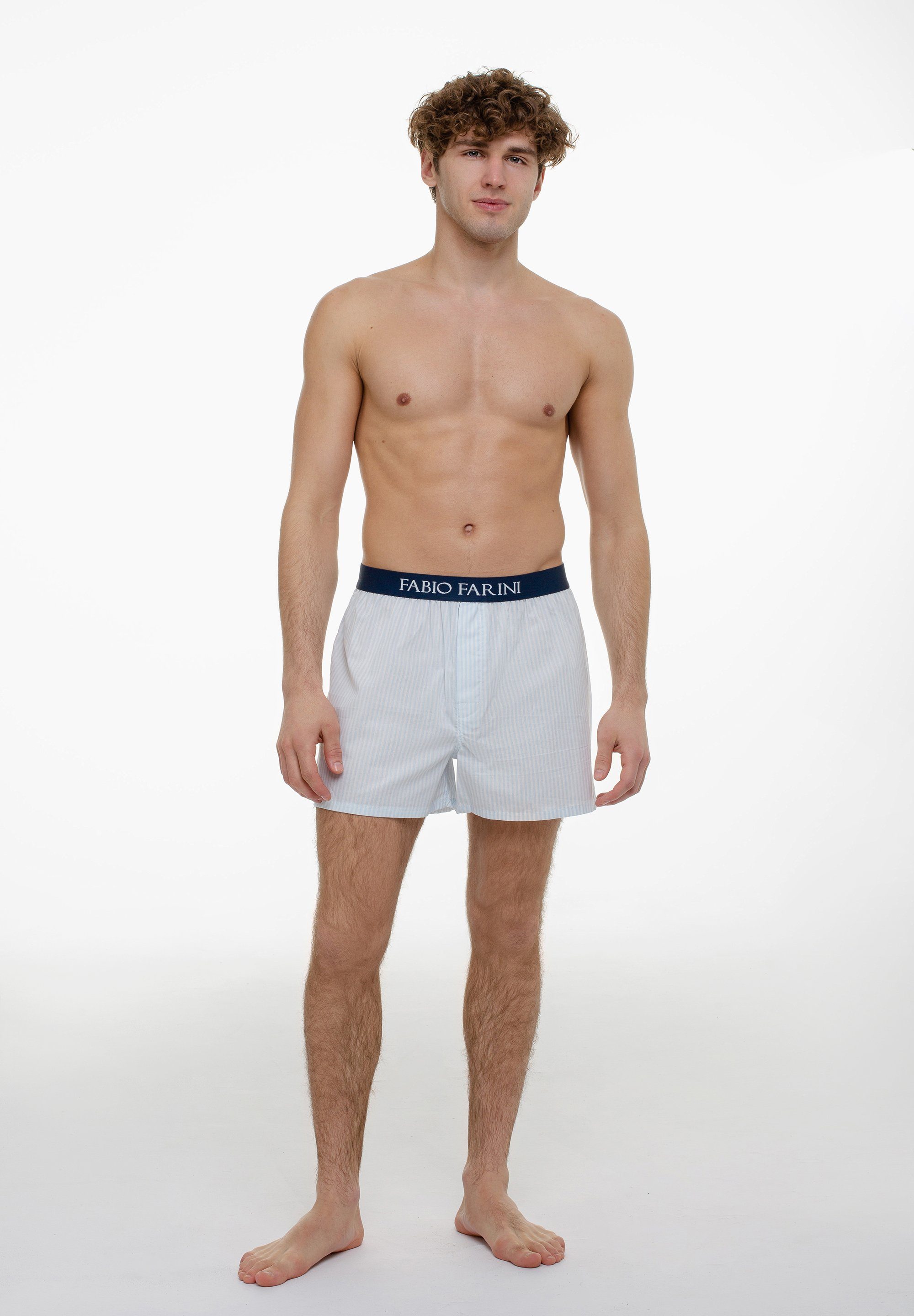 Männer Passform Unterhosen Farini (4-St) 5 Webboxer - bequeme, Boxershorts verdeckter Set mit weite Knopfleiste Fabio Herren