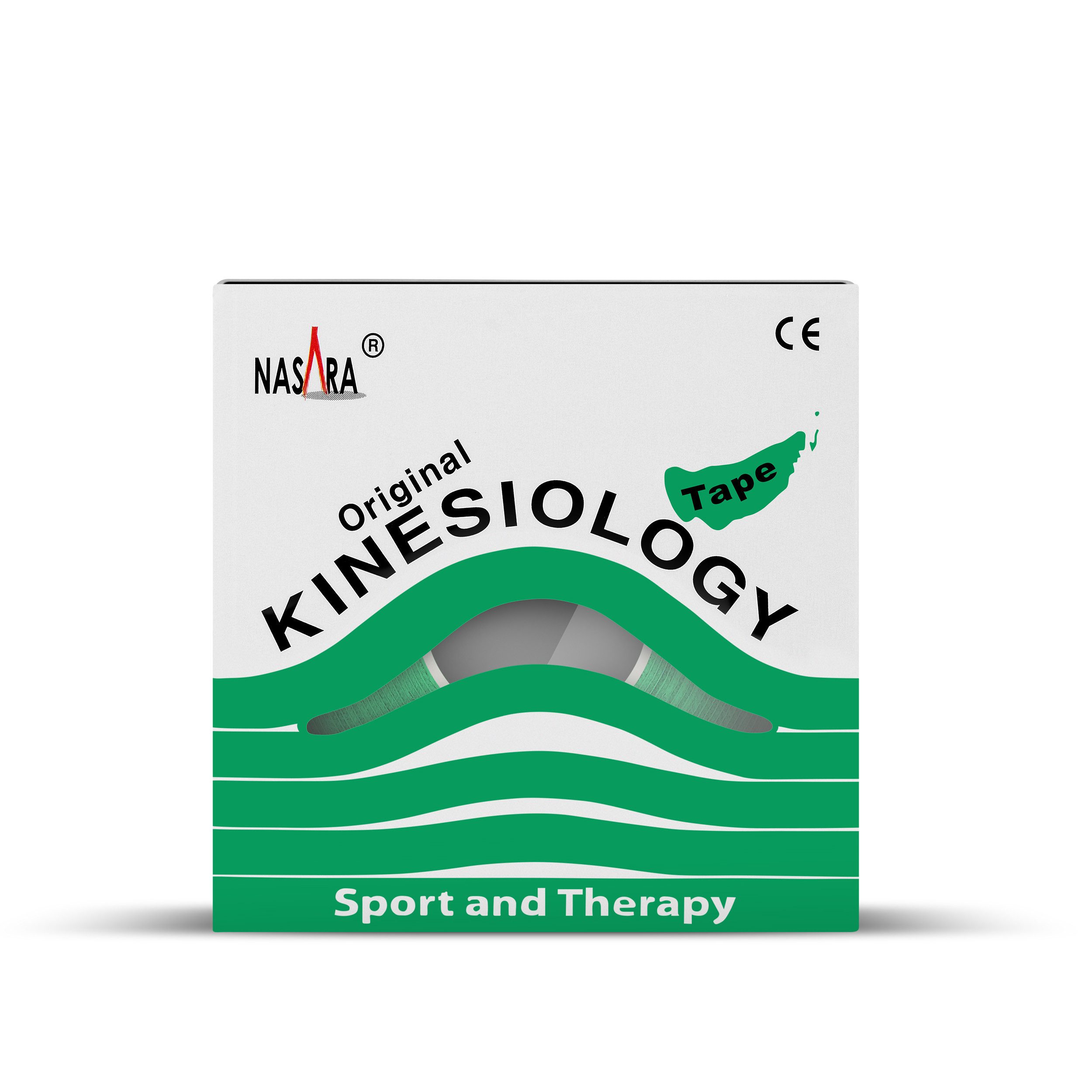 NASARA Kinesiologie-Tape 5m x 5 cm Rolle Sport- und Pysiotape mit langer Haftdauer in Grün 5m x 50 mm