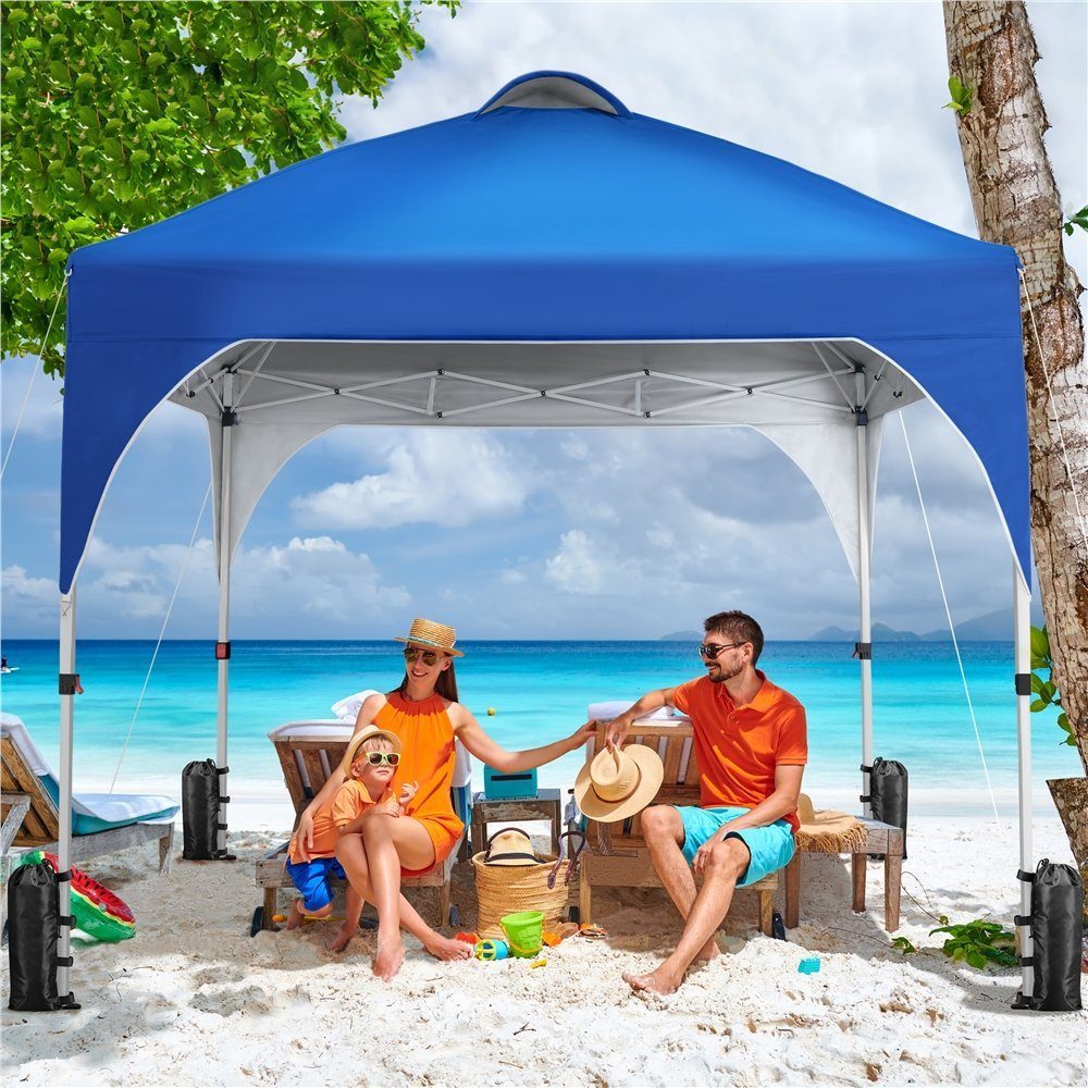 Yaheetech Faltpavillon Großzügiges Campingzelt mit einer Tragetasche 2,4x2,4m / 3x3m, Gartenpavillon höhenverstellbar für Garten/Hof/Park/Markt