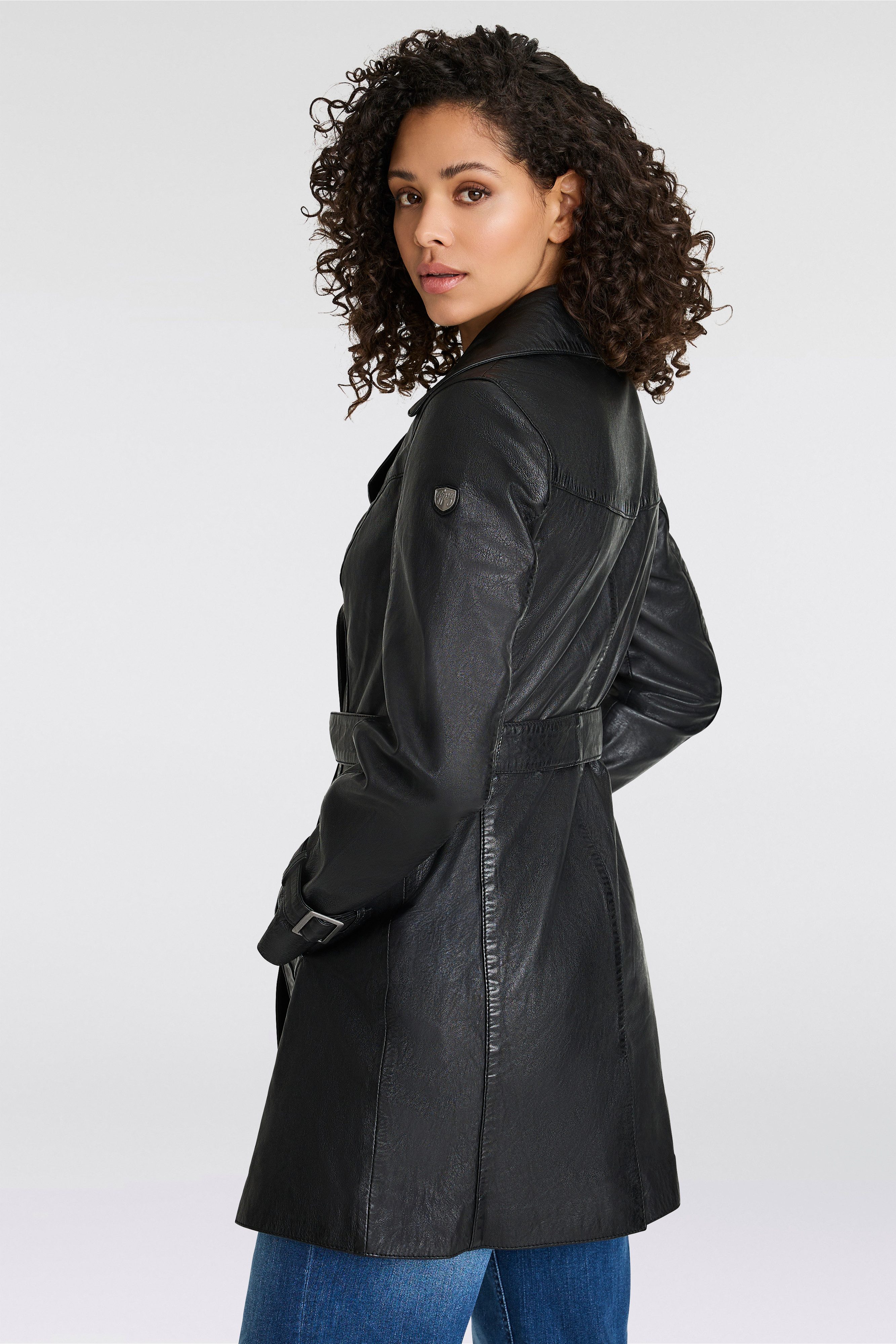 Mauritius Ledermantel GWTaresa (2-tlg., mit Bindegürtel) Leder-Trenchcoat mit Bindegürtel