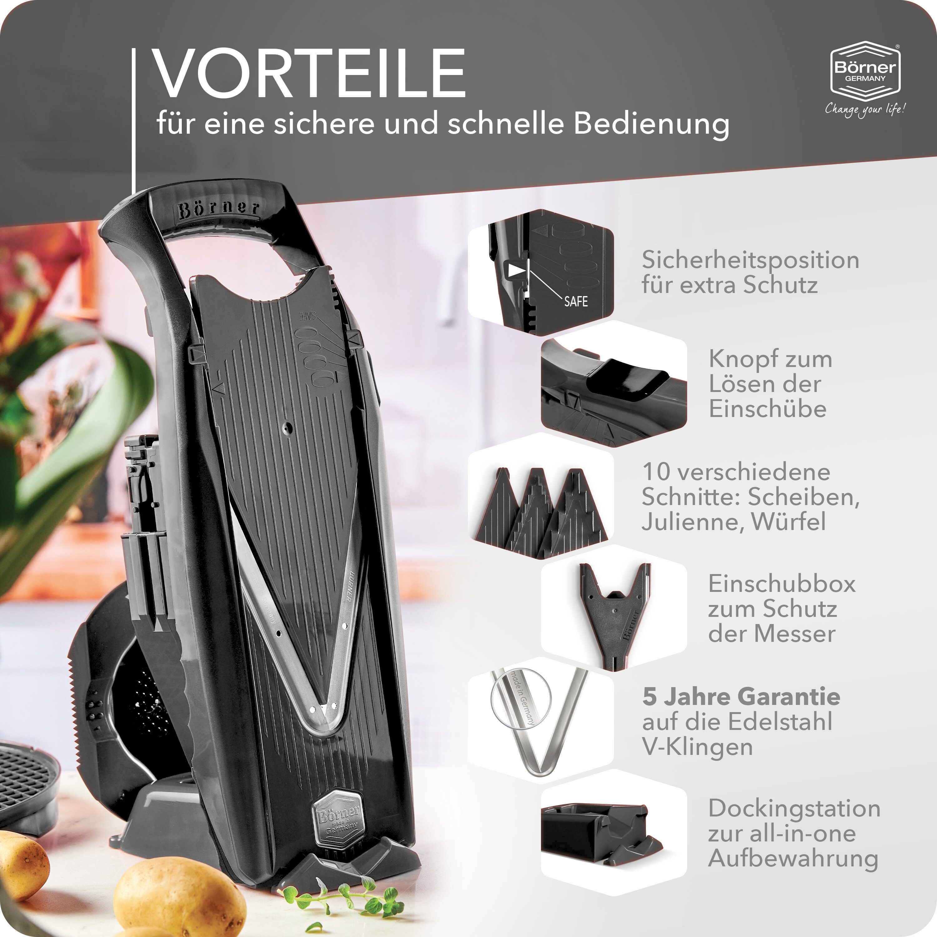 Börner Gemüsehobel Börner Gemüsehobel Gemüsehobel V5 PowerLine Profi Set – Bild 4 von 5