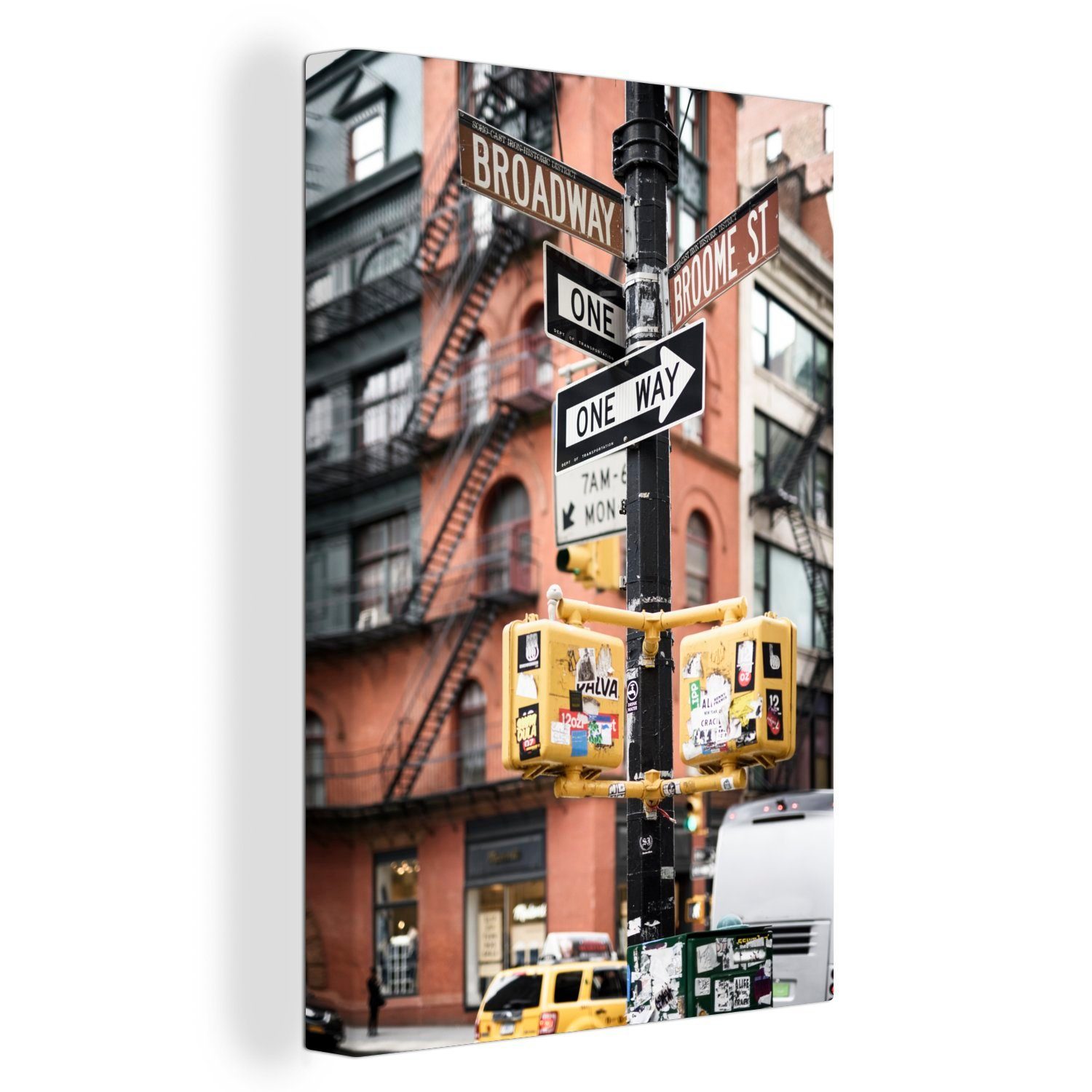 OneMillionCanvasses® Leinwandbild Straßenschilder in New York, (1 St), Leinwandbild fertig bespannt inkl. Zackenaufhänger, Gemälde, 20x30 cm