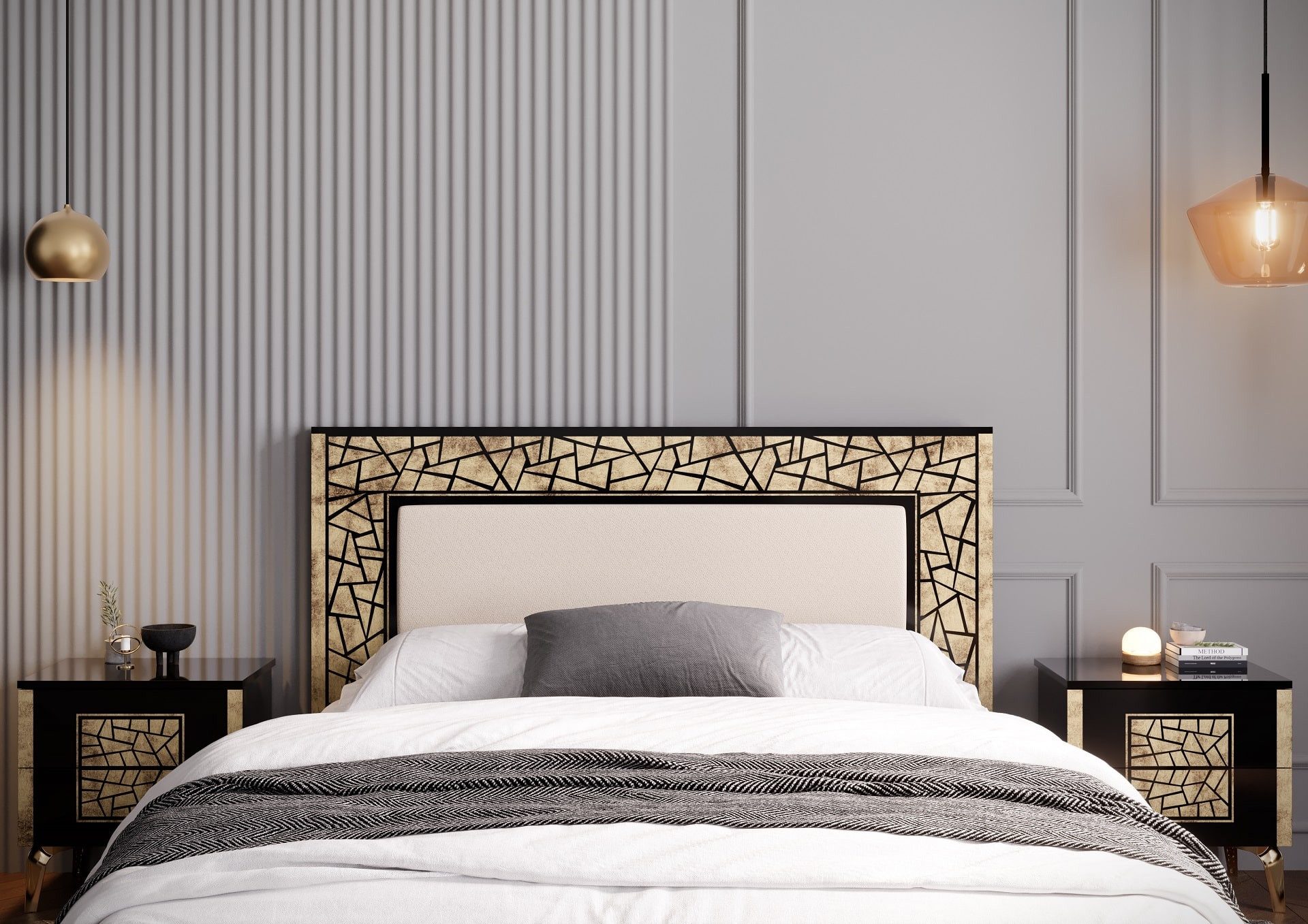 Interdesign24 Schlafzimmer-Set Stella, (4-Teilig, in Schwarz/Gold günstig online kaufen