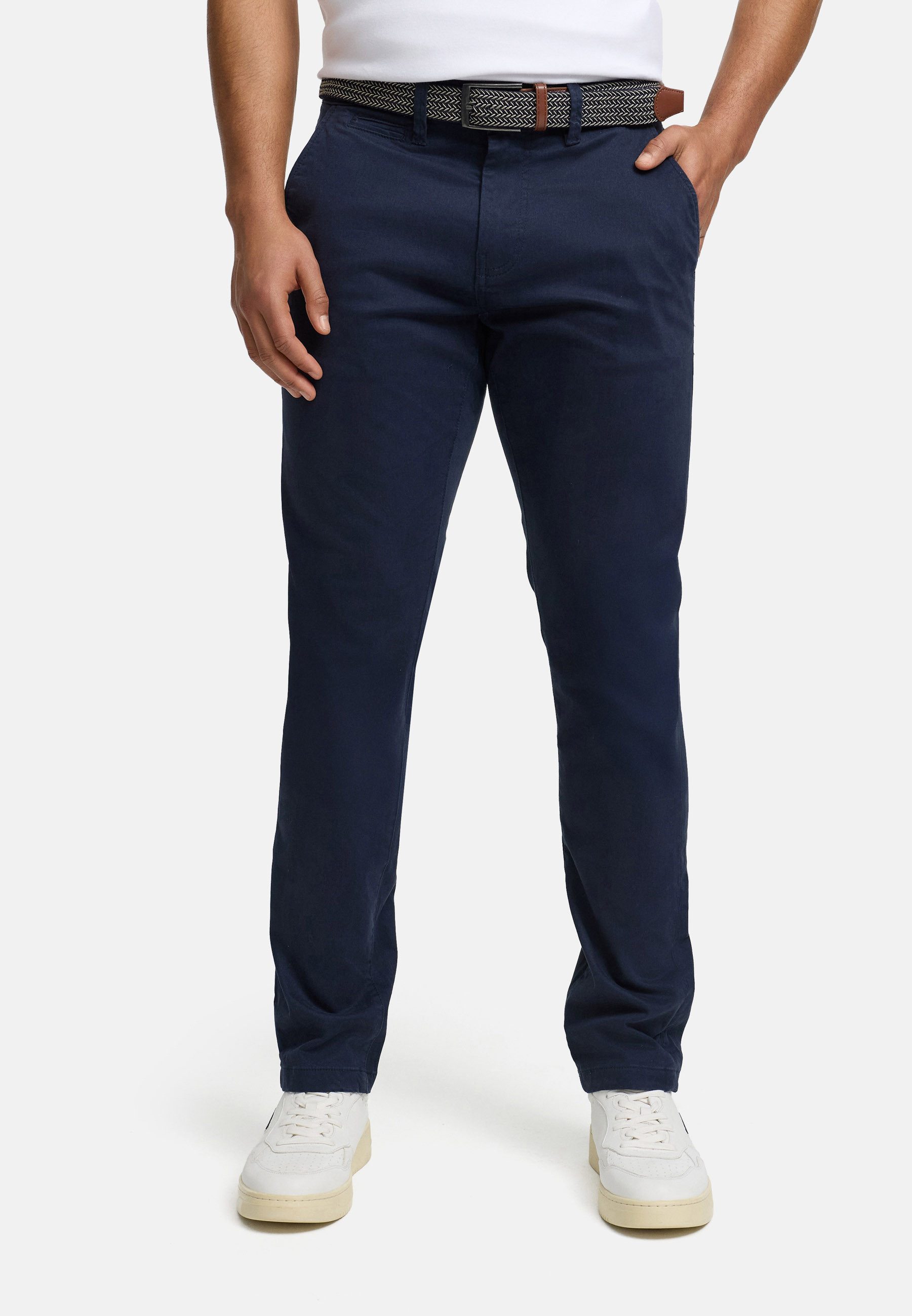 Indicode Chinohose Herren Eary Chino Hose Herrenhose aus elastischer Baumwoll-Qualität, inkl. Gürtel