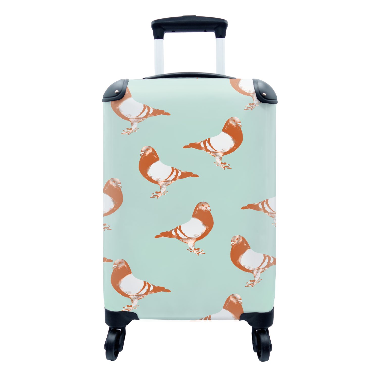 MuchoWow Handgepäckkoffer Taube - Vogel - Muster, 4 Rollen, Reisetasche mit rollen, Handgepäck für Ferien, Trolley, Reisekoffer