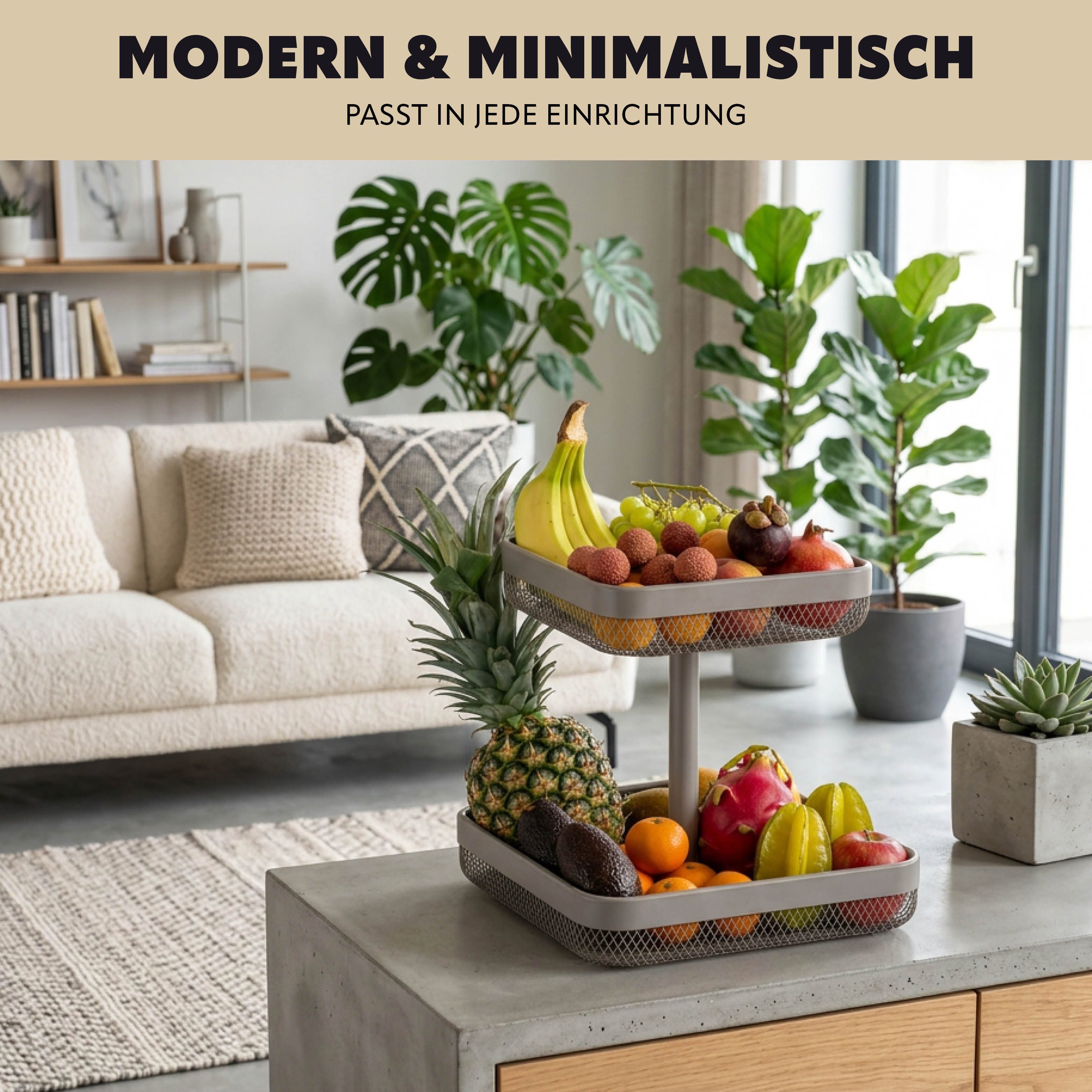 eluno Obstschale eckig 2-stöckig, 25 cm und 30 cm, Metall