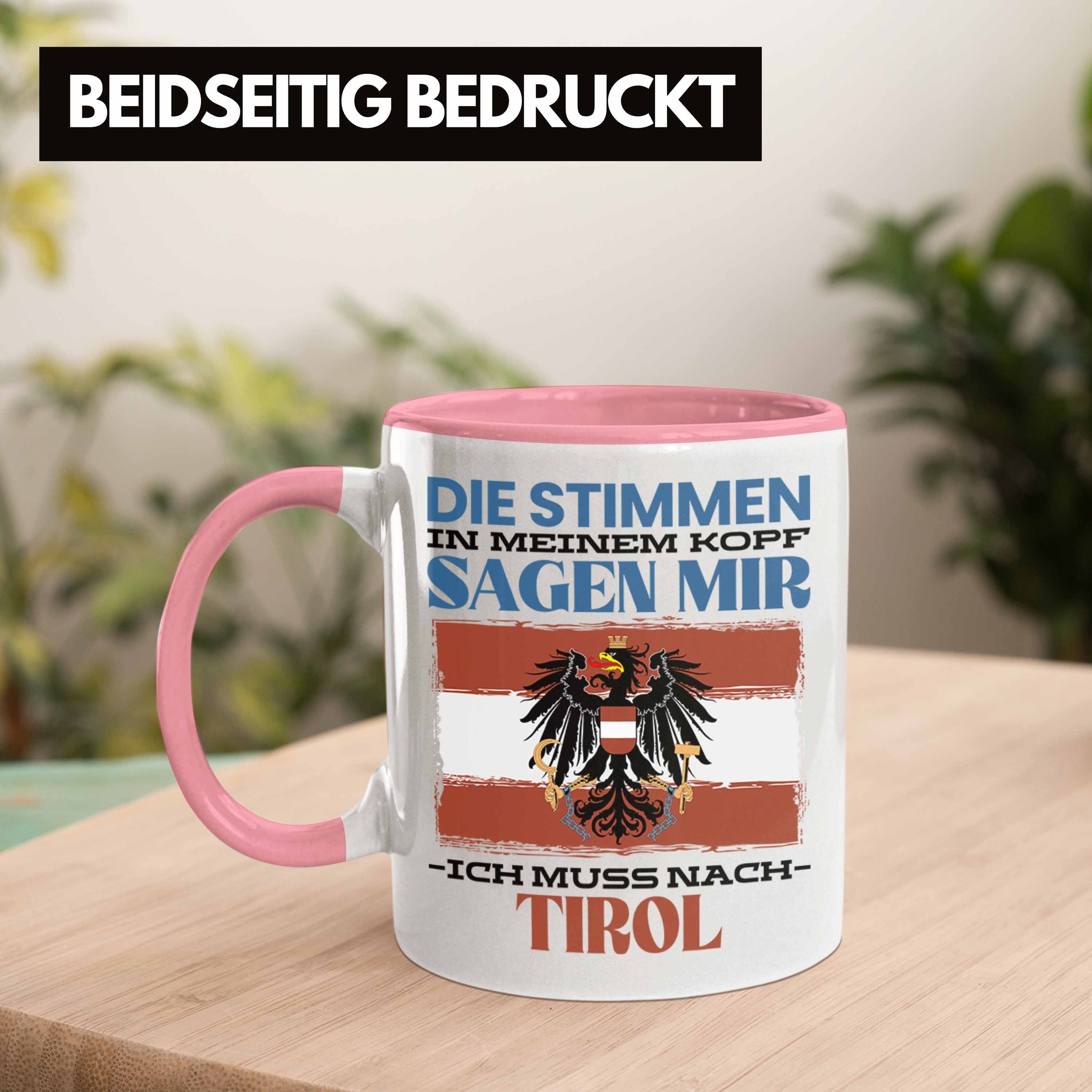 Trendation Tasse Tirol Tasse Urlaub Geschenkidee Heimat Spruch Geschenk Österreich Rosa