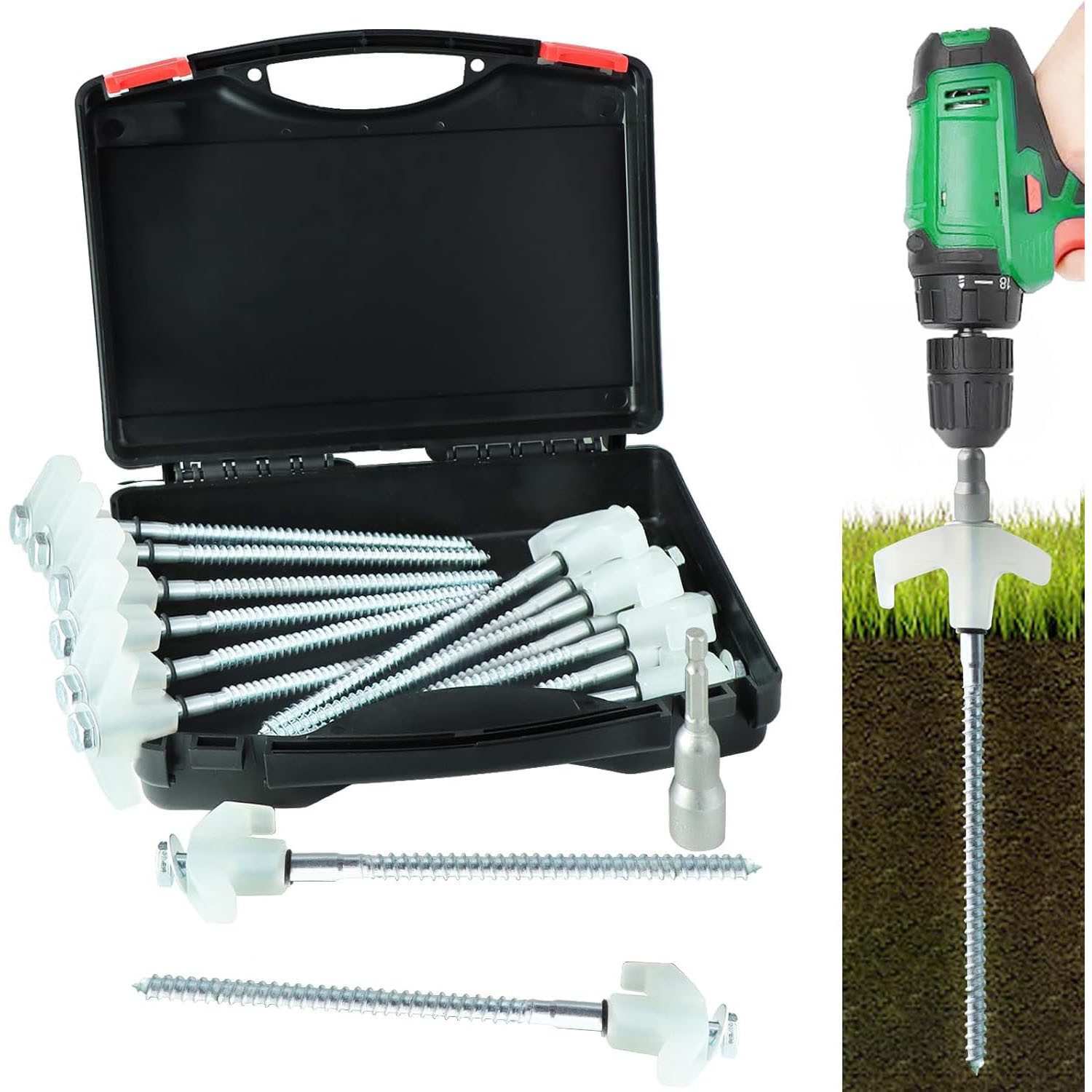 HEYHIPPO Zelthering 15-teiliges beleuchtetes Zelthering-Set aus Stahl mit Tragetasche, (15-St., Rostfreie Langnägel zur Zeltbefestigung, für alle Böden geeignet), Outdoor Camping Gewindenagel-Befestigungsset, 20×6cm, leuchtend