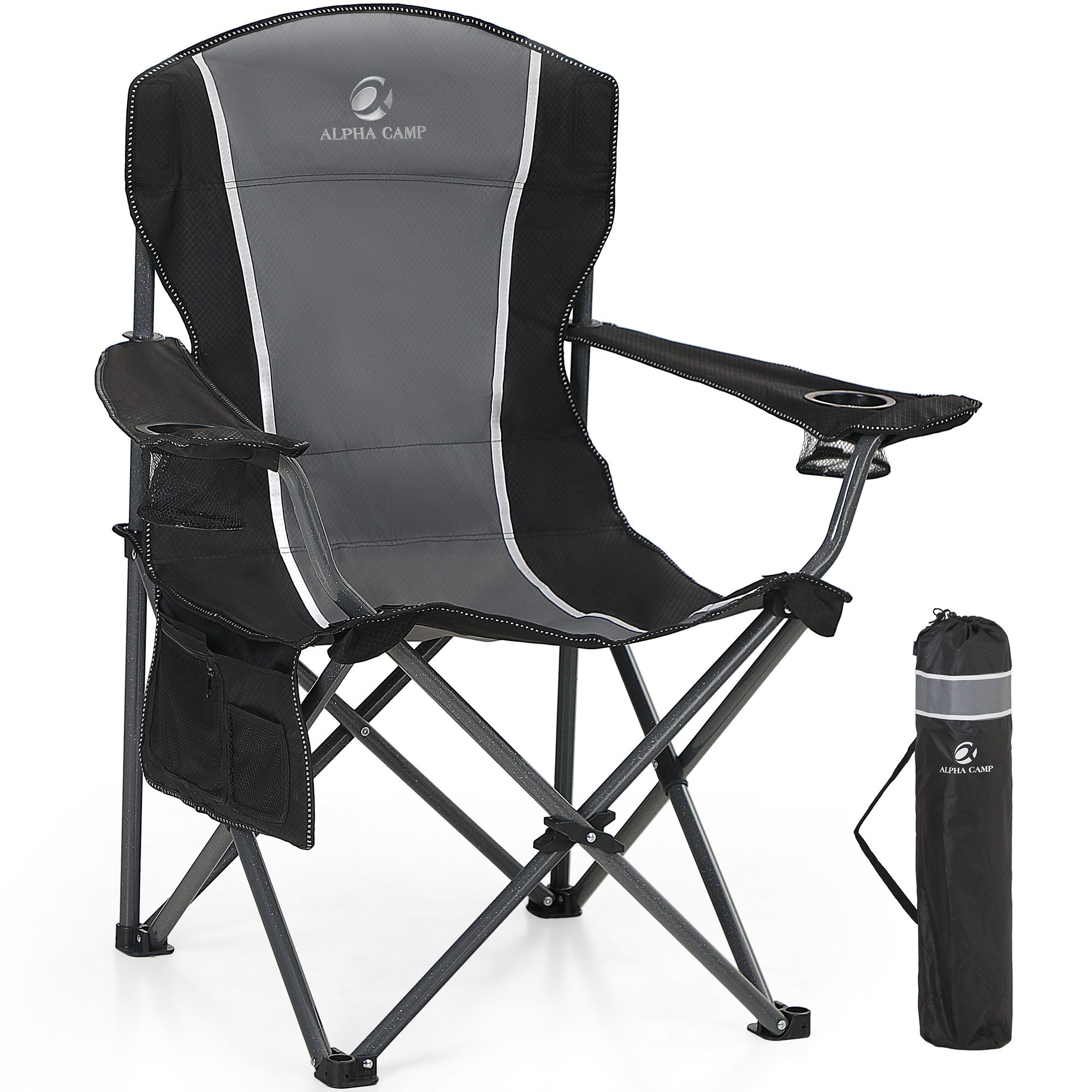ALPHA CAMP Campingstuhl (Packung), Klappstuhl bis 160 KG Angelstuhl Faltbarer Outdoor Stuhl fur Garten