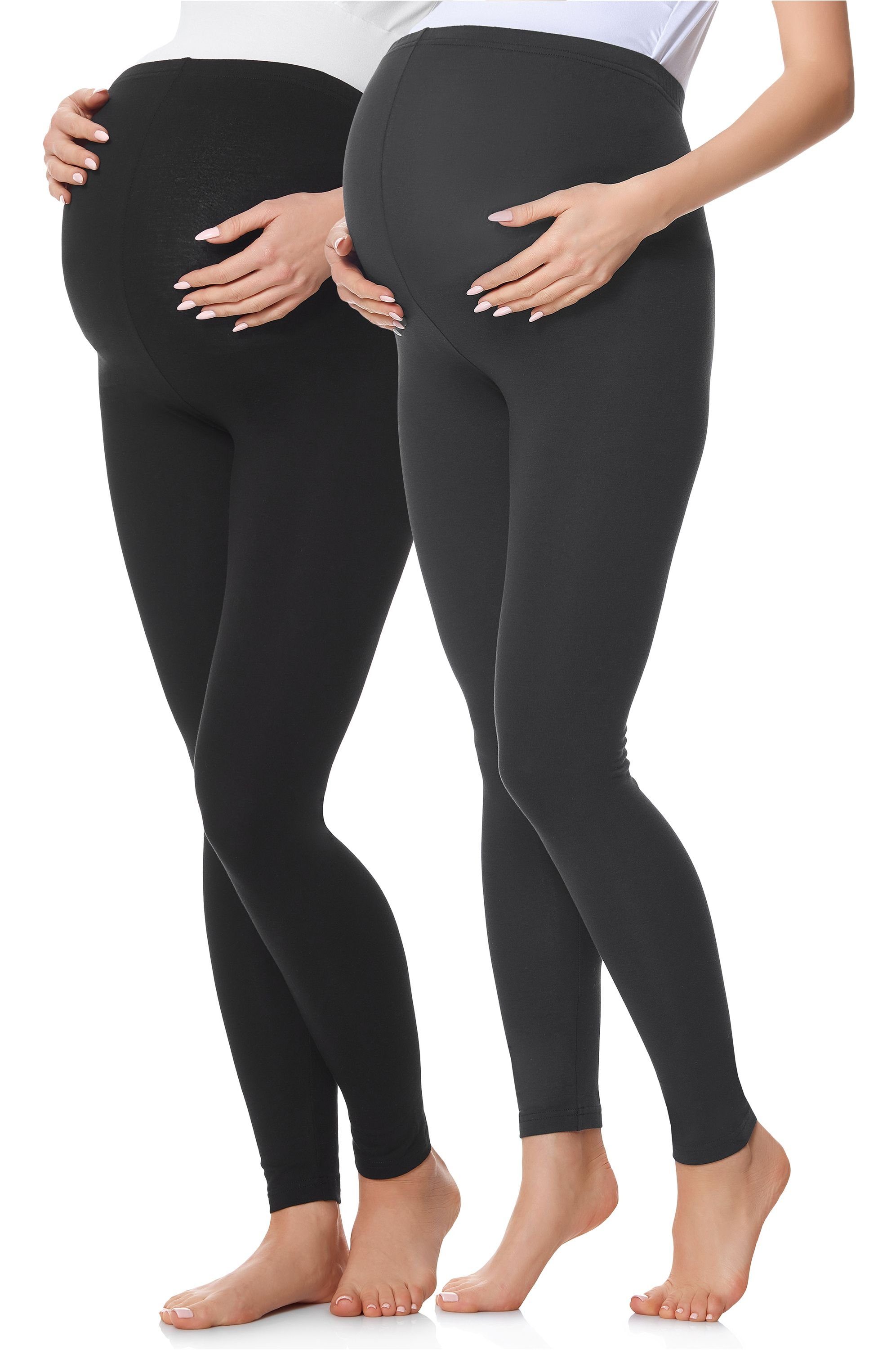 Be Mammy Umstandsleggings Lang Damen Umstandshose BE20-230 (2-tlg) aus Baumwolle