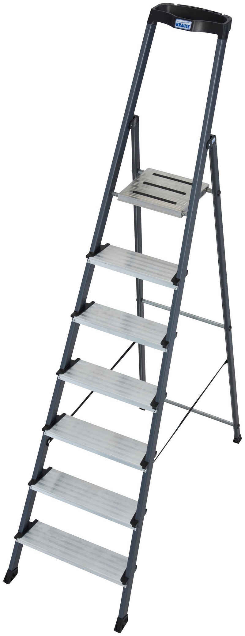 KRAUSE Stehleiter Securo, Alu eloxiert, 1x7 Stufen, Arbeitshöhe ca. 350 cm