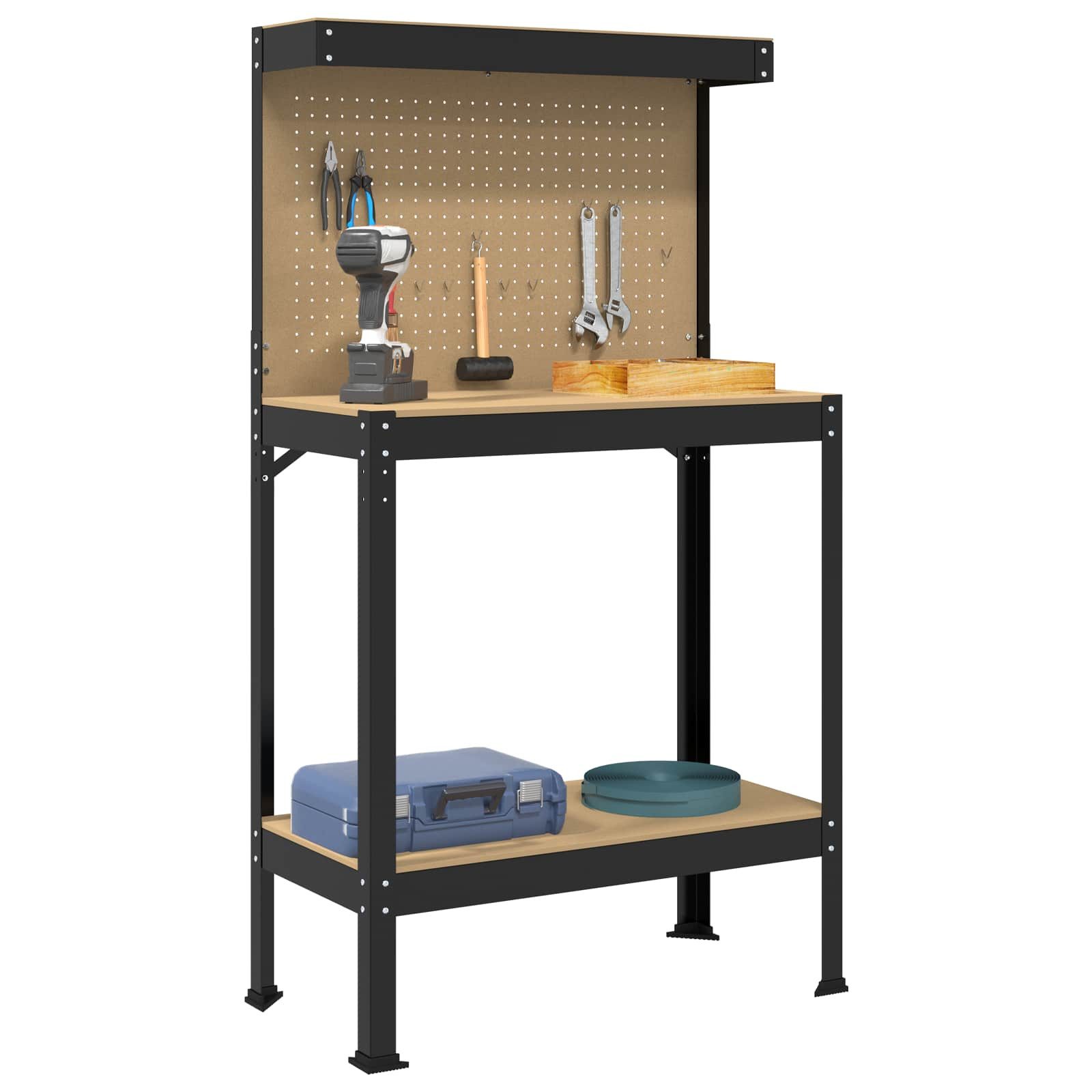 vidaXL Werkbank Werkbank Schwarz 81 x 41 x 145 cm Sperrholz und Metall