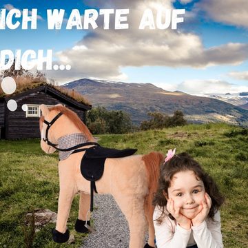 Reitpferd 70cm Spielpferd als Stehpferd, ein Pferd zum Reiten für Kinder in Beig