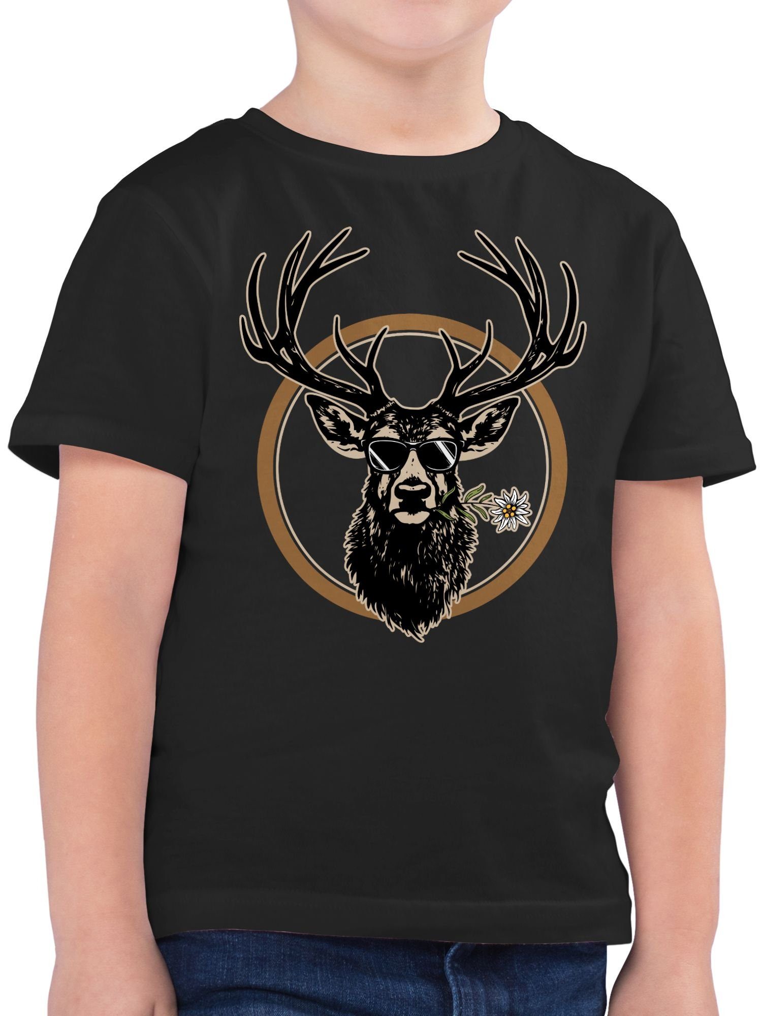 Shirtracer T-Shirt Cooler Hirsch Hirschgeweih Jäger (1-tlg) Mode für Oktoberfest Kinder Outfit