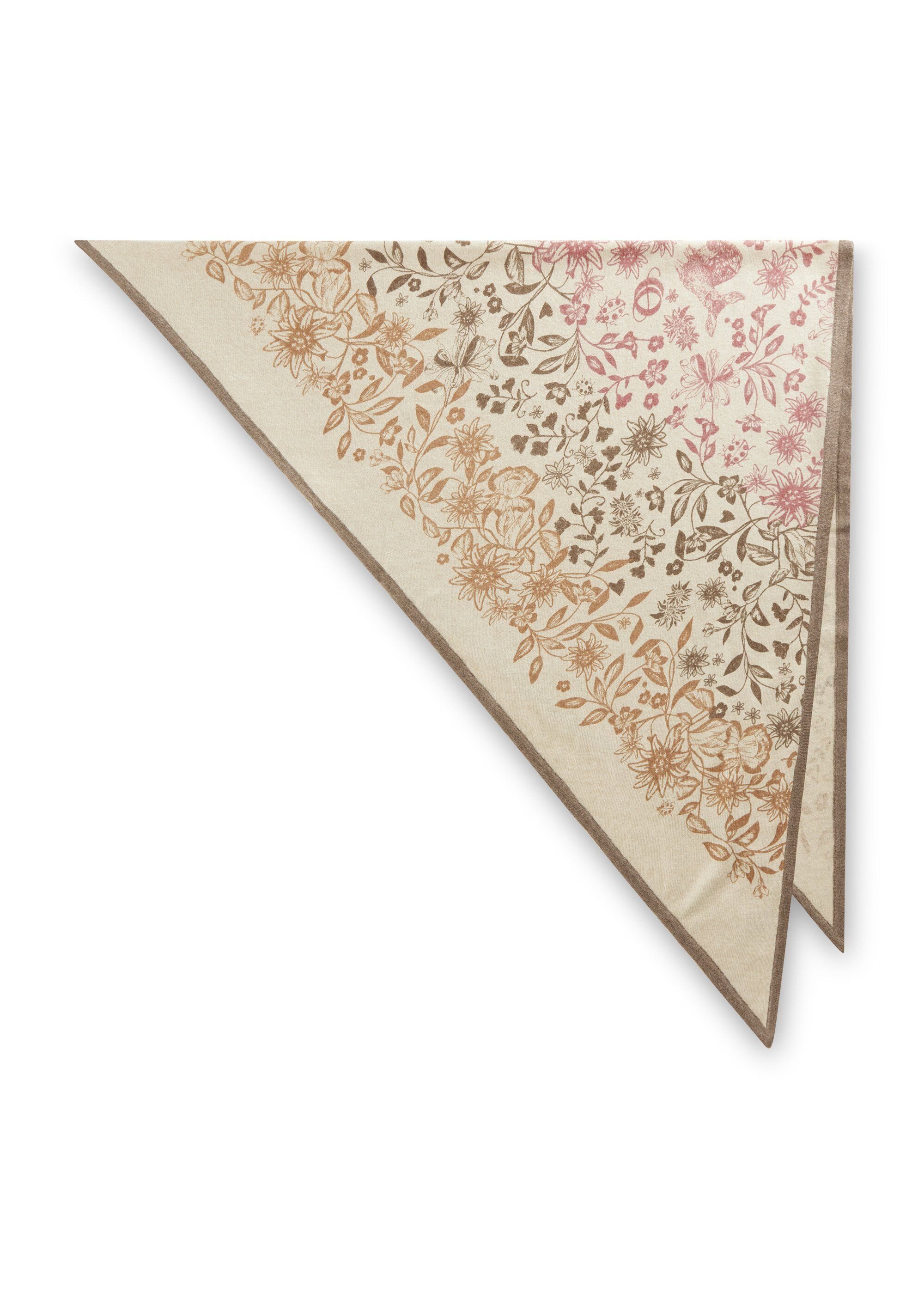 Codello Halstuch, mit handgedrucktem Blumen-Motiv
