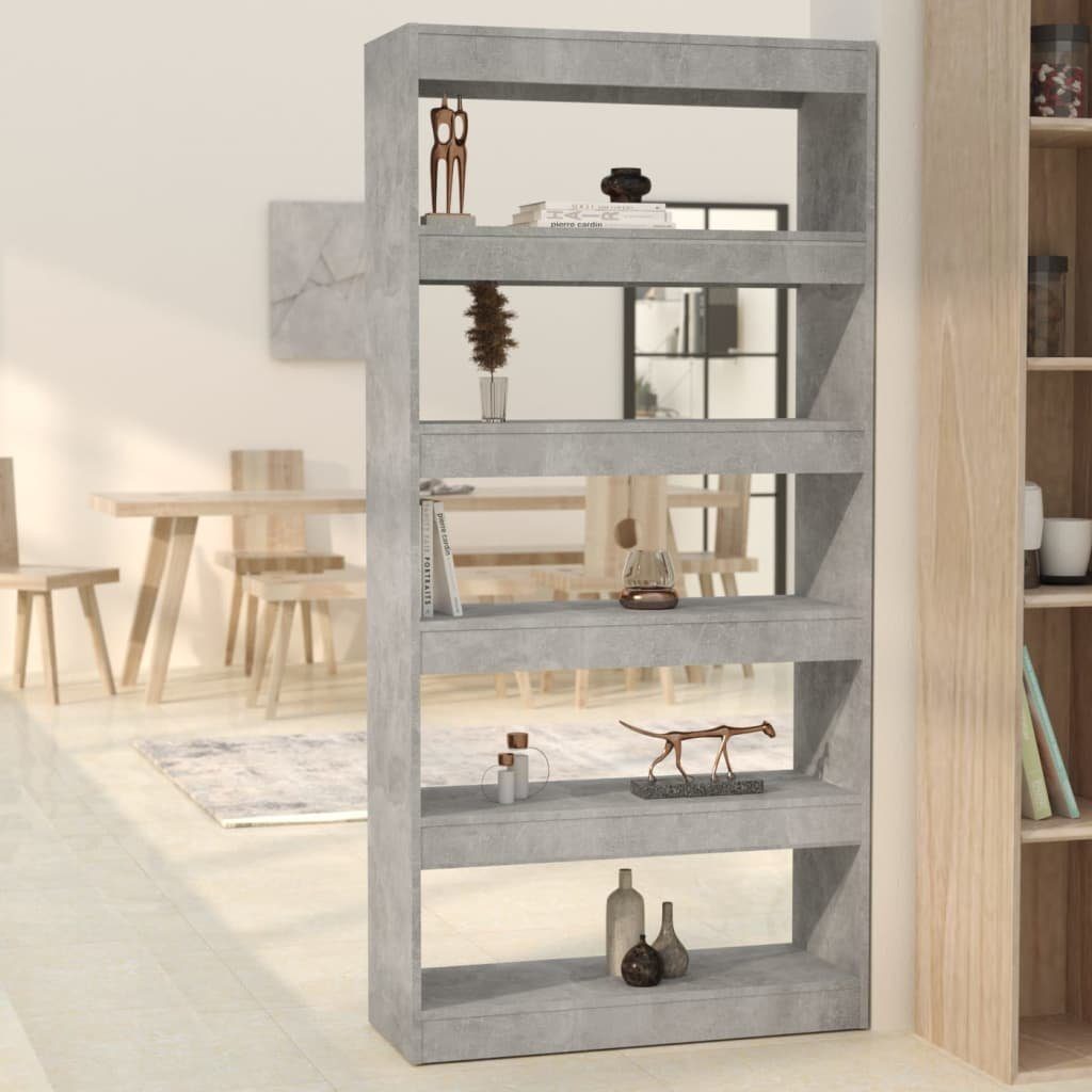 furnicato Bücherregal Bücherregal/Raumteiler Betongrau 80x30x166 cm Holzwerkstoff