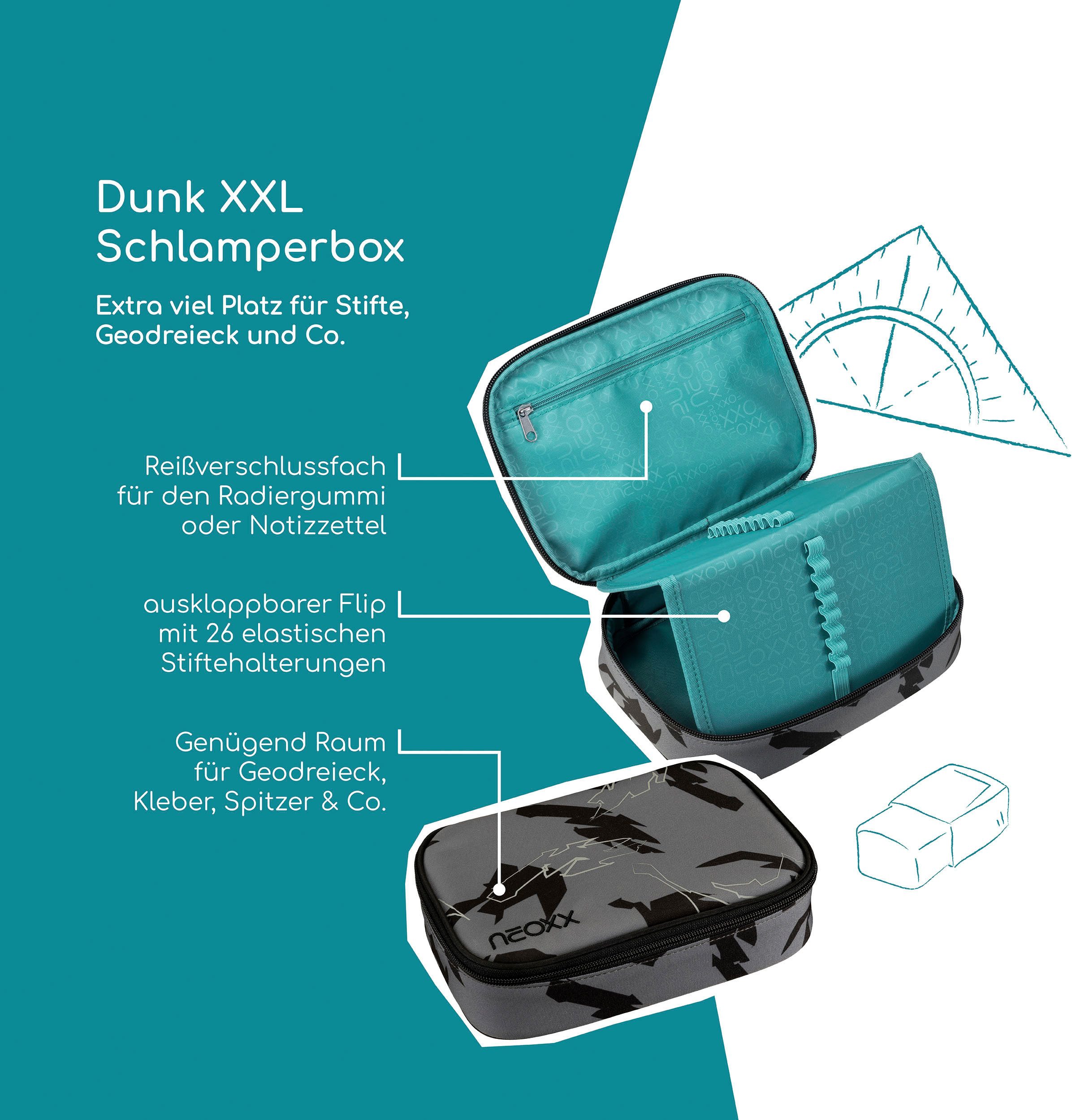 neoxx Schreibgeräteetui Schlamperbox, Dunk, teilweise aus recyceltem Material
