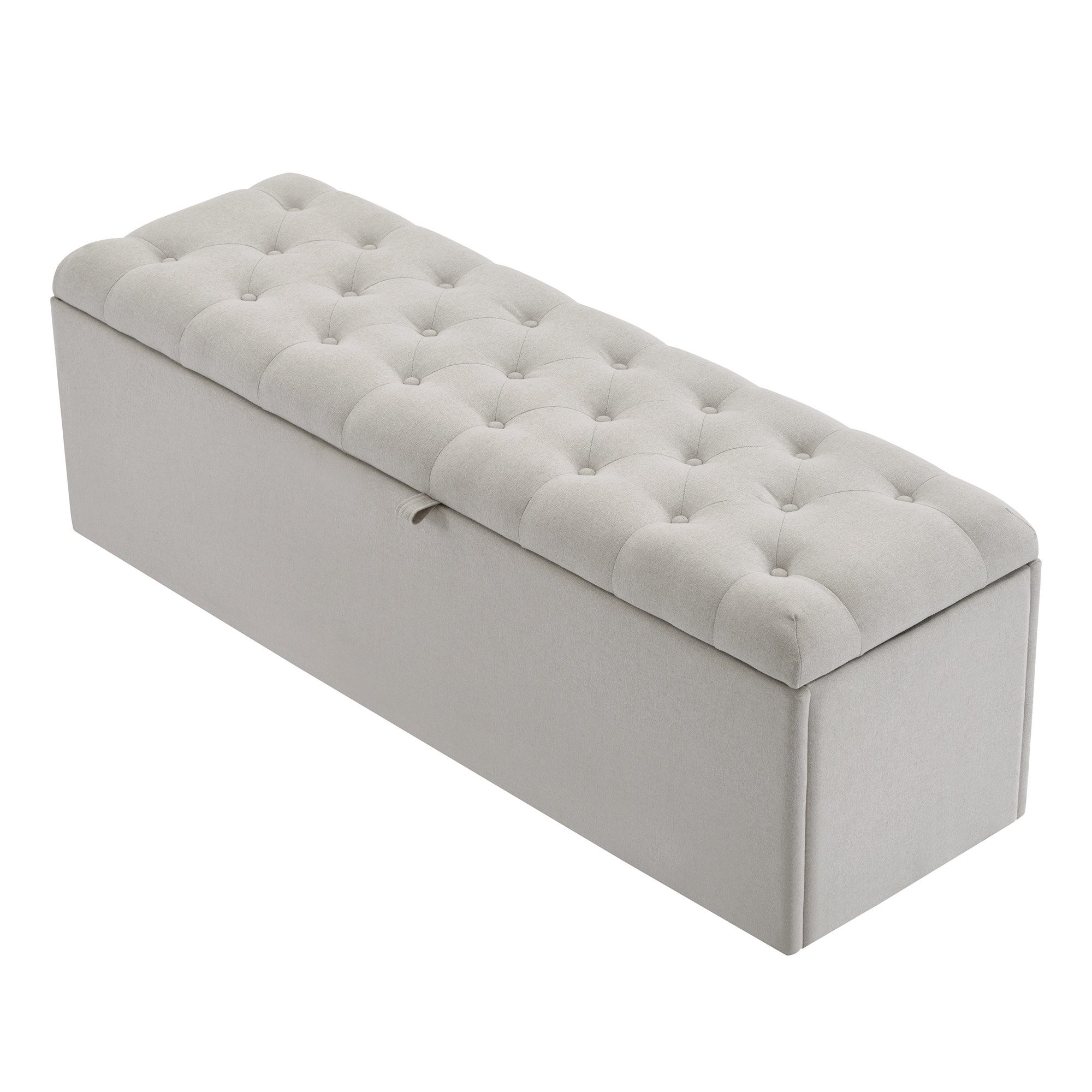 Flieks Polsterbank, Leinen Bettbank Sitzbank mit Stauraum 141x41.5x47cm