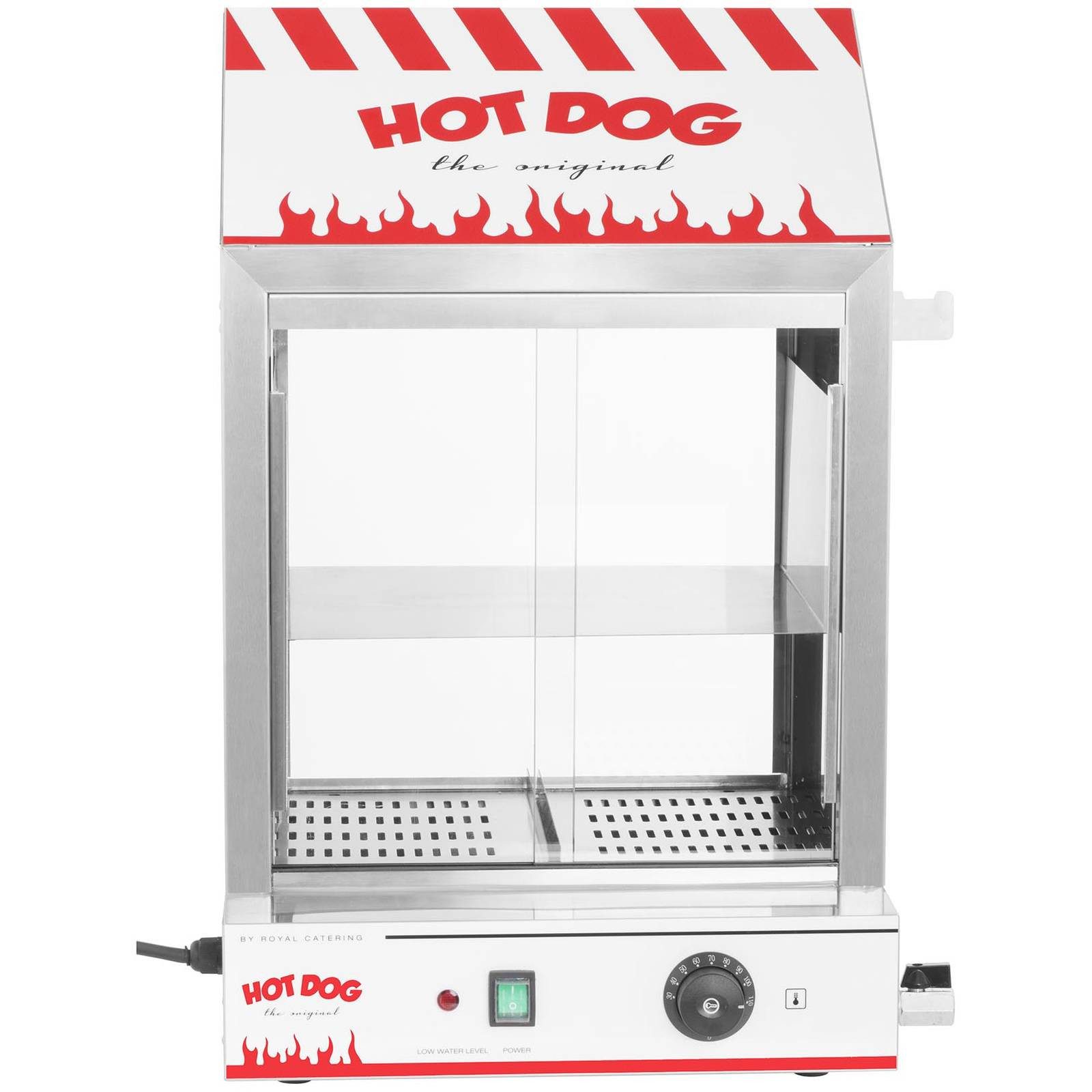 Royal Catering Hotdog-Maker Hot Dog Steamer 200 Würstchen 50 Brötchen Würstchenwärmer Wurstkocher, 2000 W