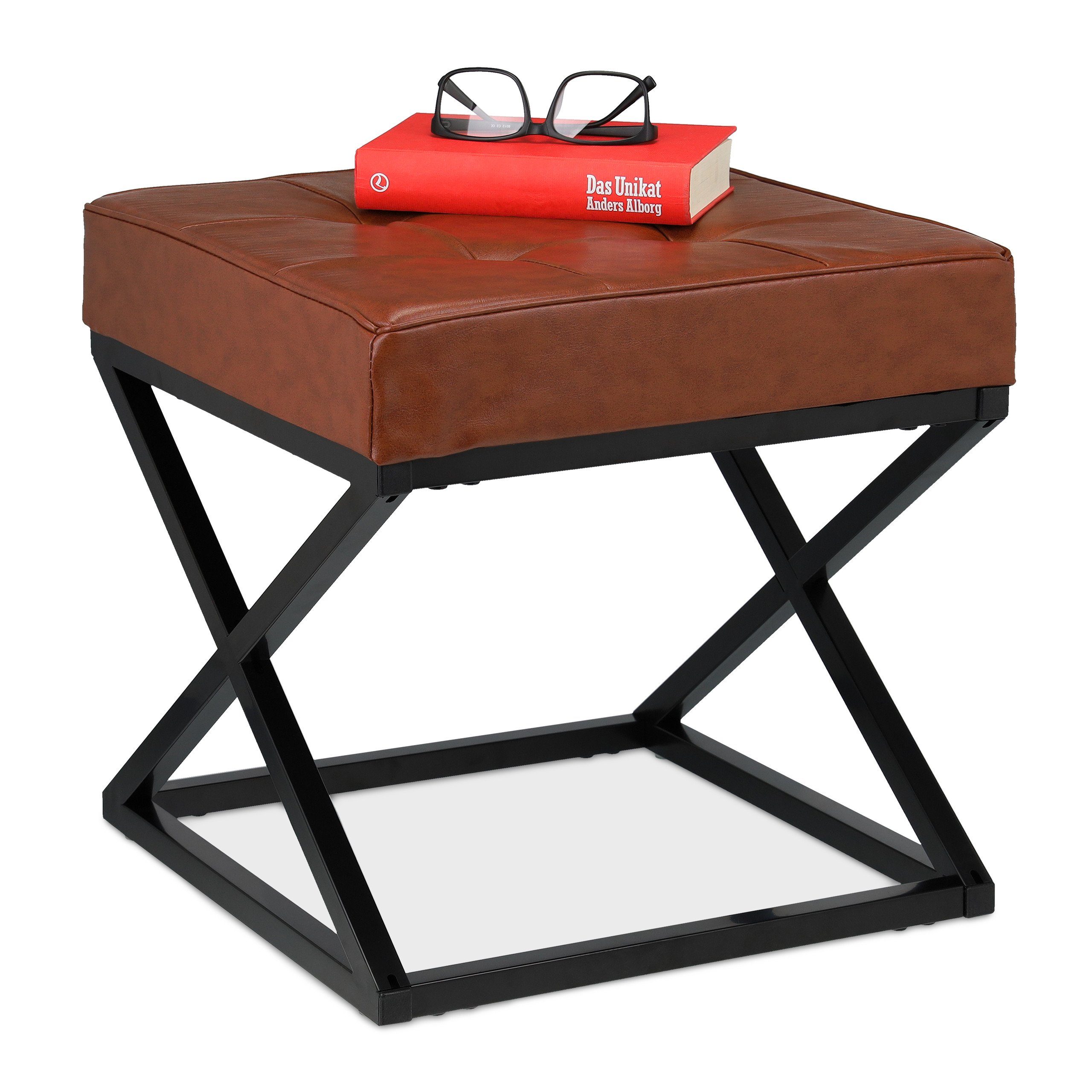 relaxdays Polsterhocker Sitzhocker mit Kunstleder günstig online kaufen