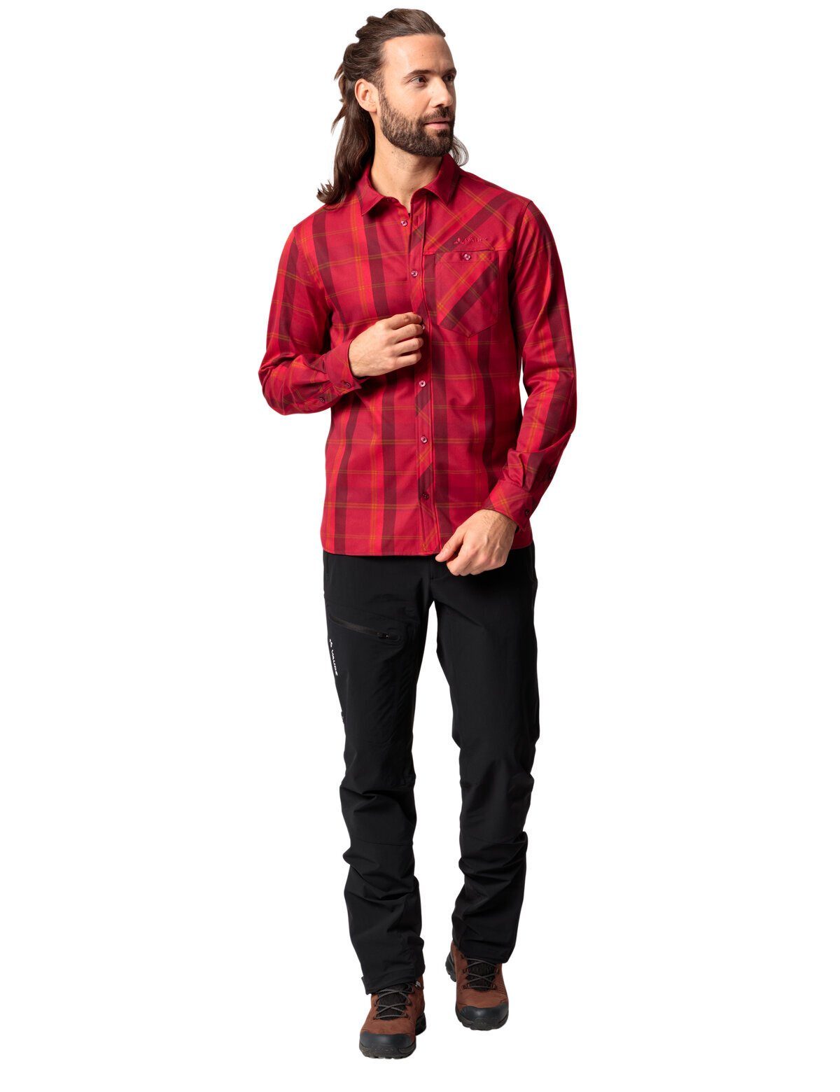 VAUDE red (1-tlg) Shirt Men's indian Funktionshemd IV dark LS Neshan