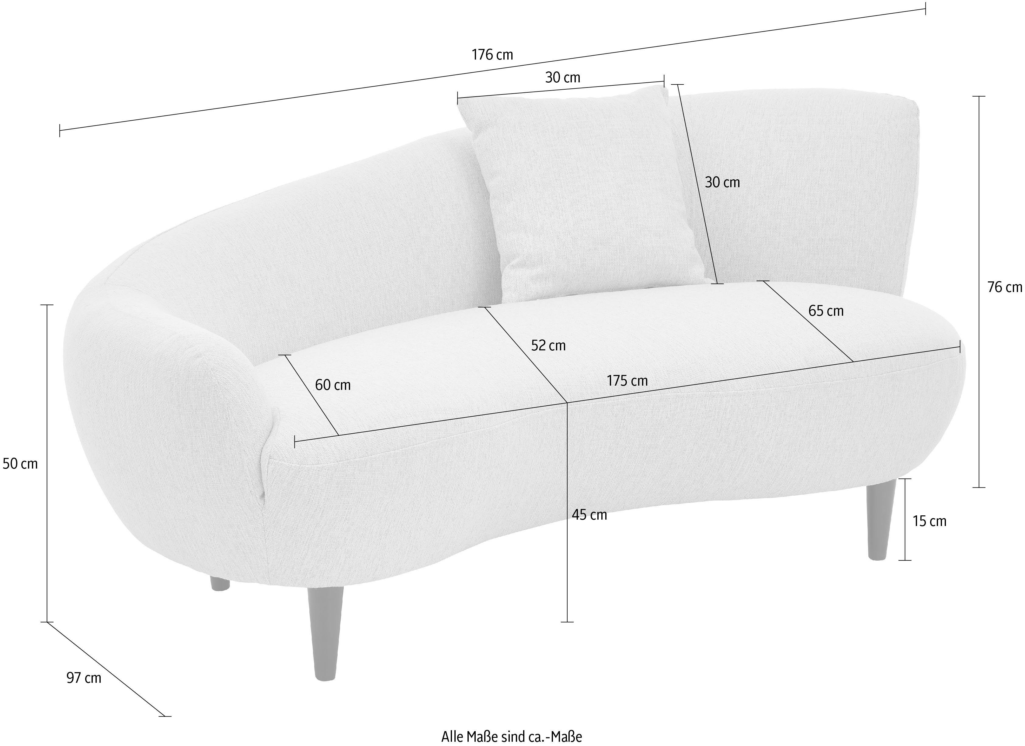 ATLANTIC home collection Chaiselongue Olivia, Nierenform-Sofa mit Zierkissen im Originalbezug