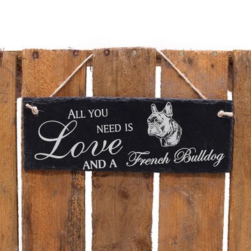 Dekolando Hängedekoration Französische Bulldogge 22x8cm All you need is Love and a French Bulld