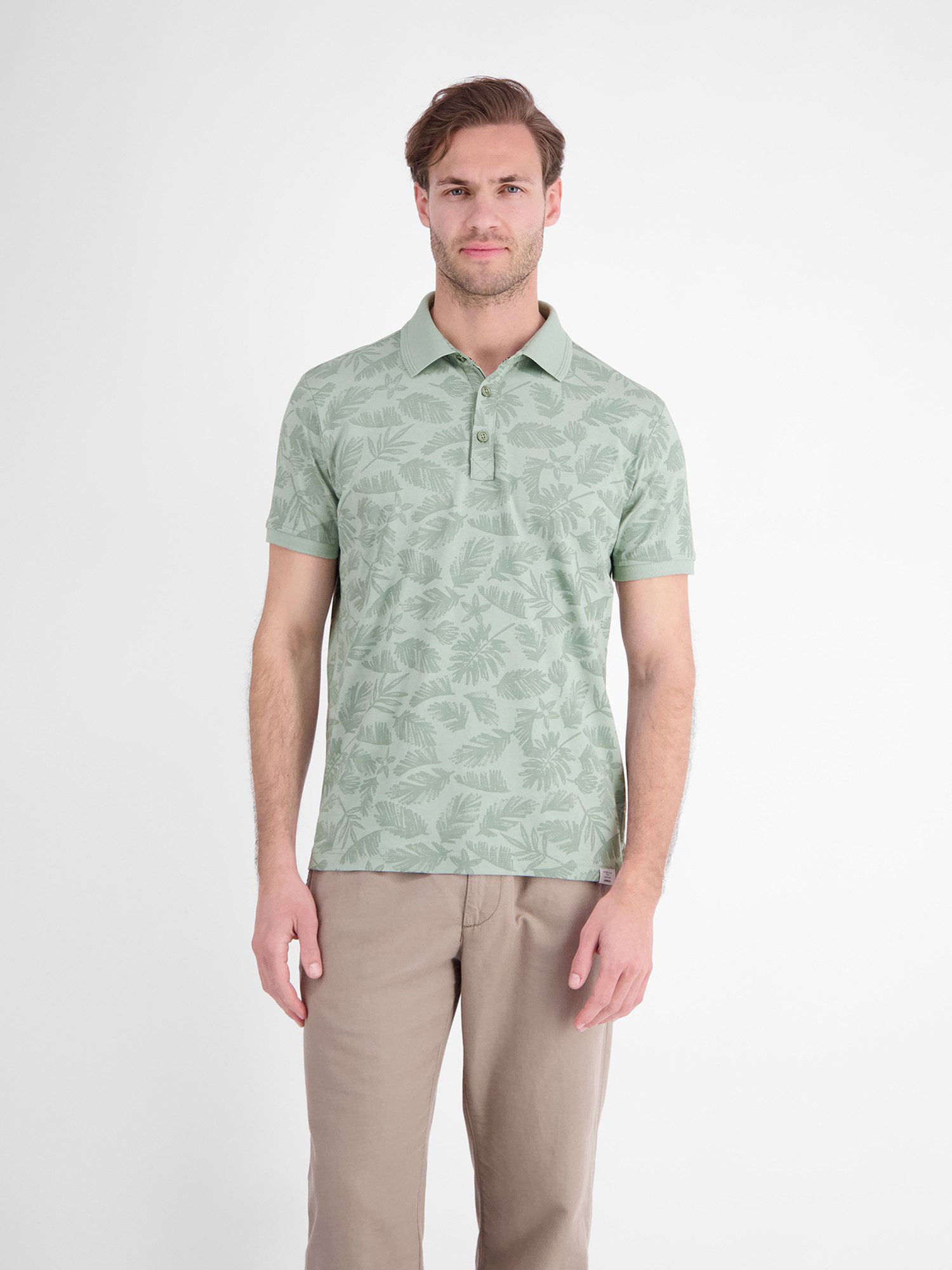 LERROS Poloshirt Poloshirt mit stylishem Blumen-Print und bequemen Bündchen