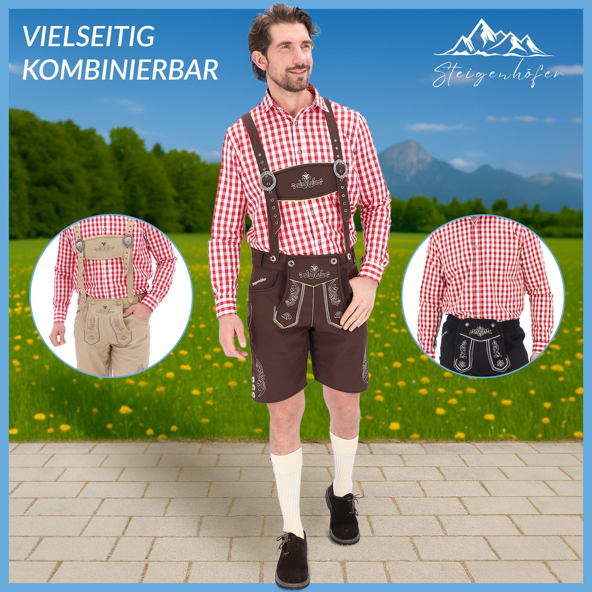 Steigenhöfer Manufaktur Trachtenhemd Herren Langarm - Basti - Traditionelles Herren Hemd - Hornoptik-Knöpfe Traditioneller Kentkragen und angenehmer Tragekomfor – Bild 5 von 5