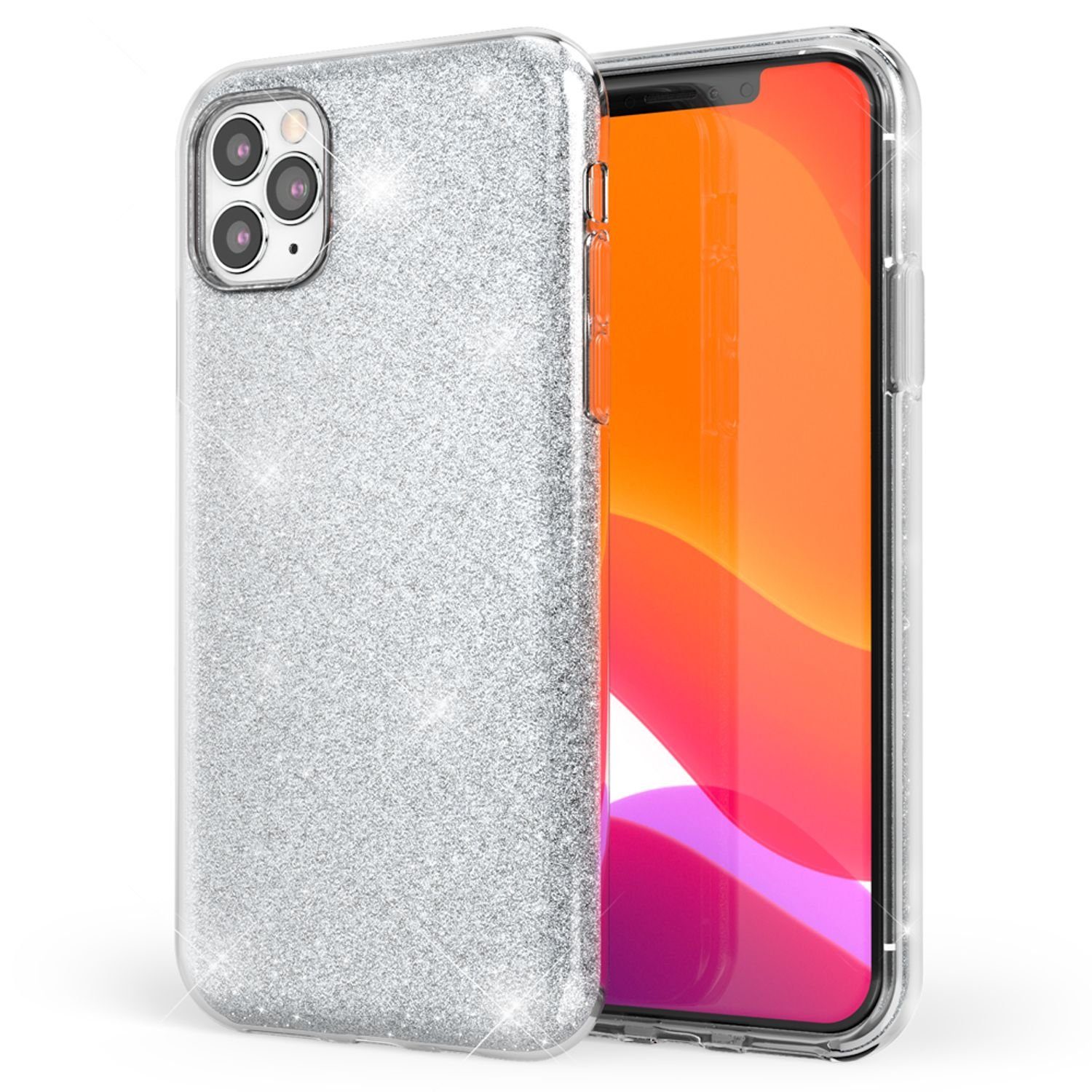 Nalia Smartphone-Hülle Apple iPhone 11 Pro 14,7 cm (5,8 Zoll), Glitzer Silikon Hülle / Glänzender Hybrid Schutz / Stoßfest & Robust
