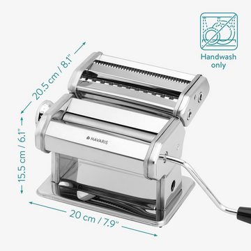 Navaris Nudelmaschine Nudelmaschine Pasta Maschine mit Holzgriff - Pasta Maker für Spaghetti