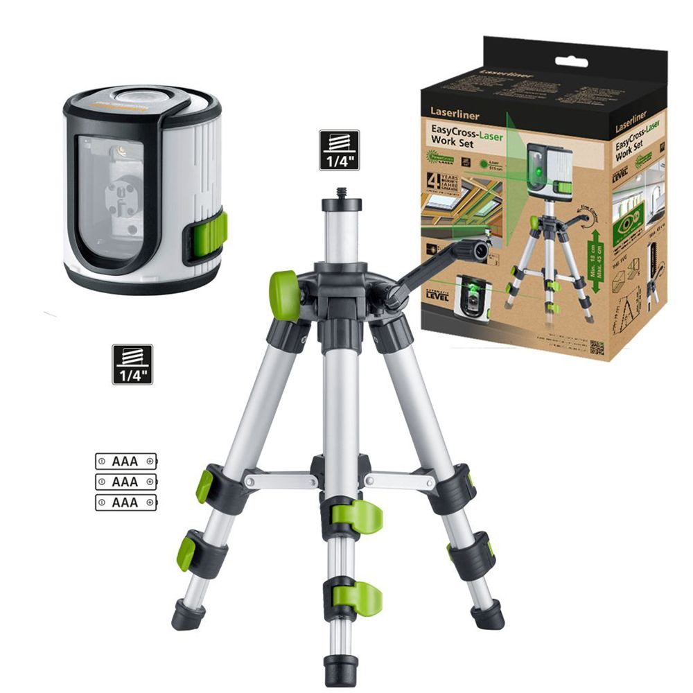 LASERLINER Laserwasserwaage Laserliner EasyCross-Laser Work Set Kreuzlinien-Laser grüne Lasertech