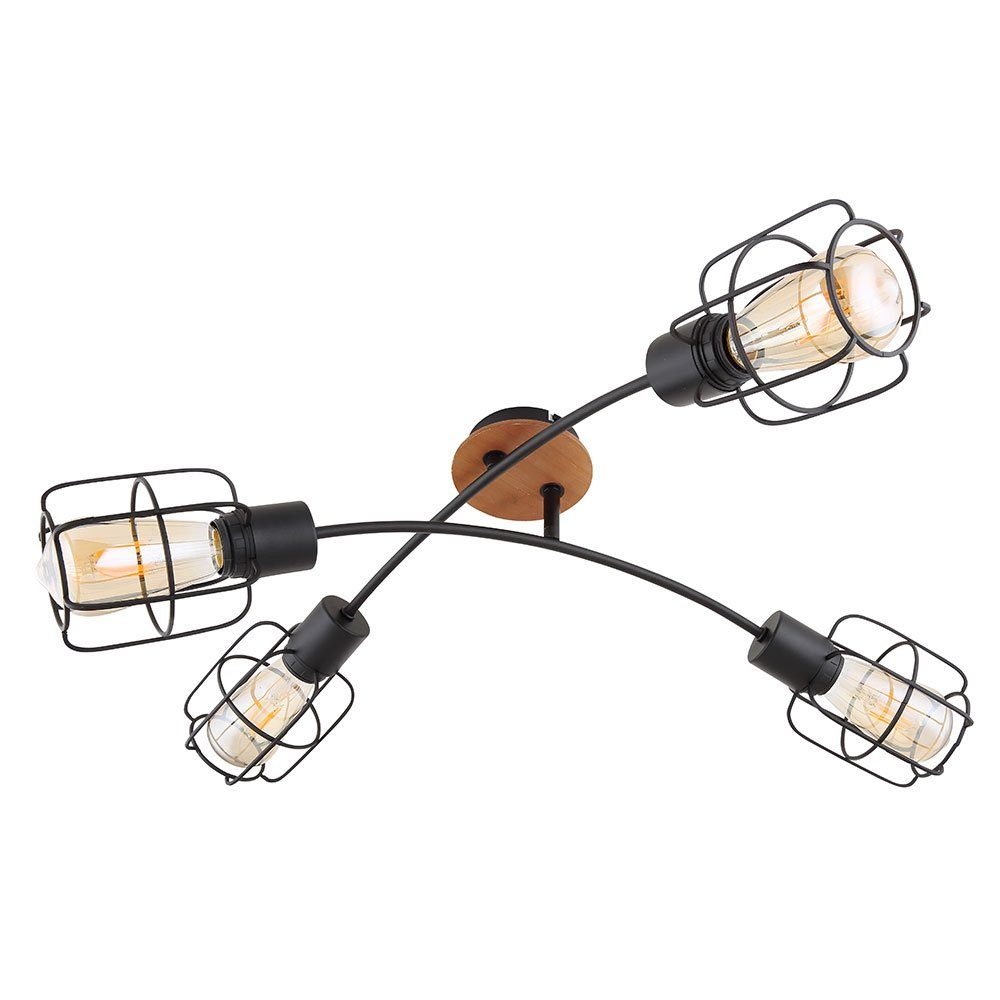 etc-shop LED Deckenspot, Leuchtmittel nicht Deckenlampe schwarz 4-flammig drehbar Gittergeflecht inklusive, Esszimmerleuchte