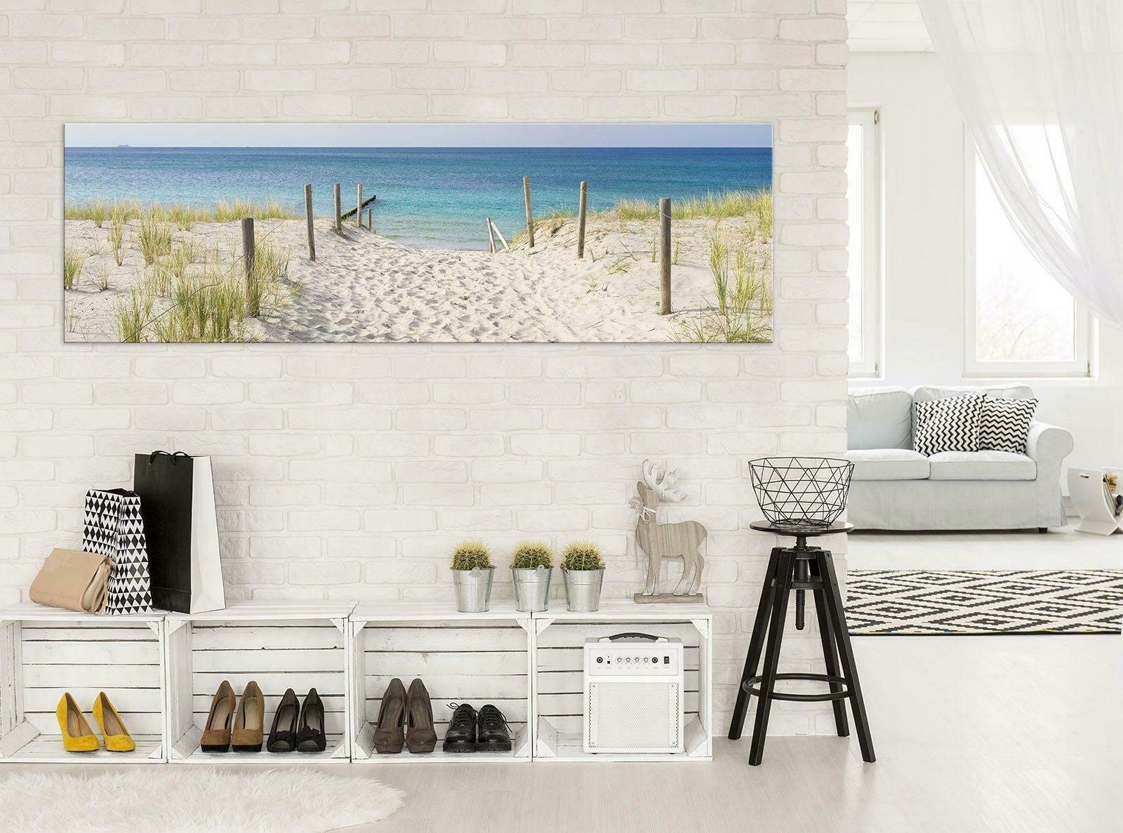 Wallarena Leinwandbild Strand Meer Landschaft Wandbilder 145x45 cm Groß XXL günstig online kaufen