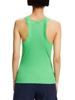 Esprit T-Shirt Rippstrick-Top mit Jersey und Spitze (1-tlg)