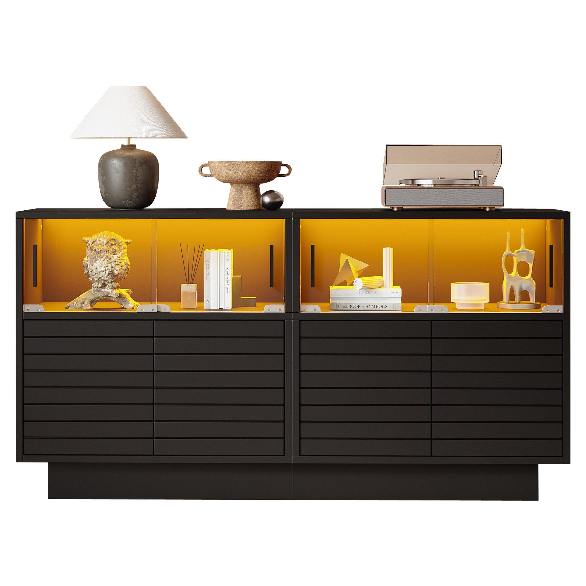 OKWISH Sideboard mit LED-Licht (Fernsehschrank, Wohnzimmermöbel, günstig online kaufen