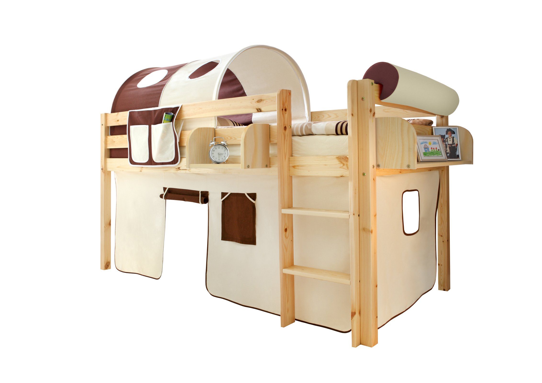 Ticaa Hochbett Hochbett "Malte" Kiefer Natur Classic