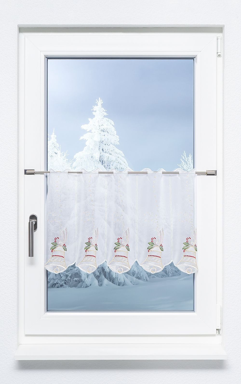 Plauener Spitze® Scheibengardine Glocke (1 St), halbtransparent, HxB 40x49.5cm