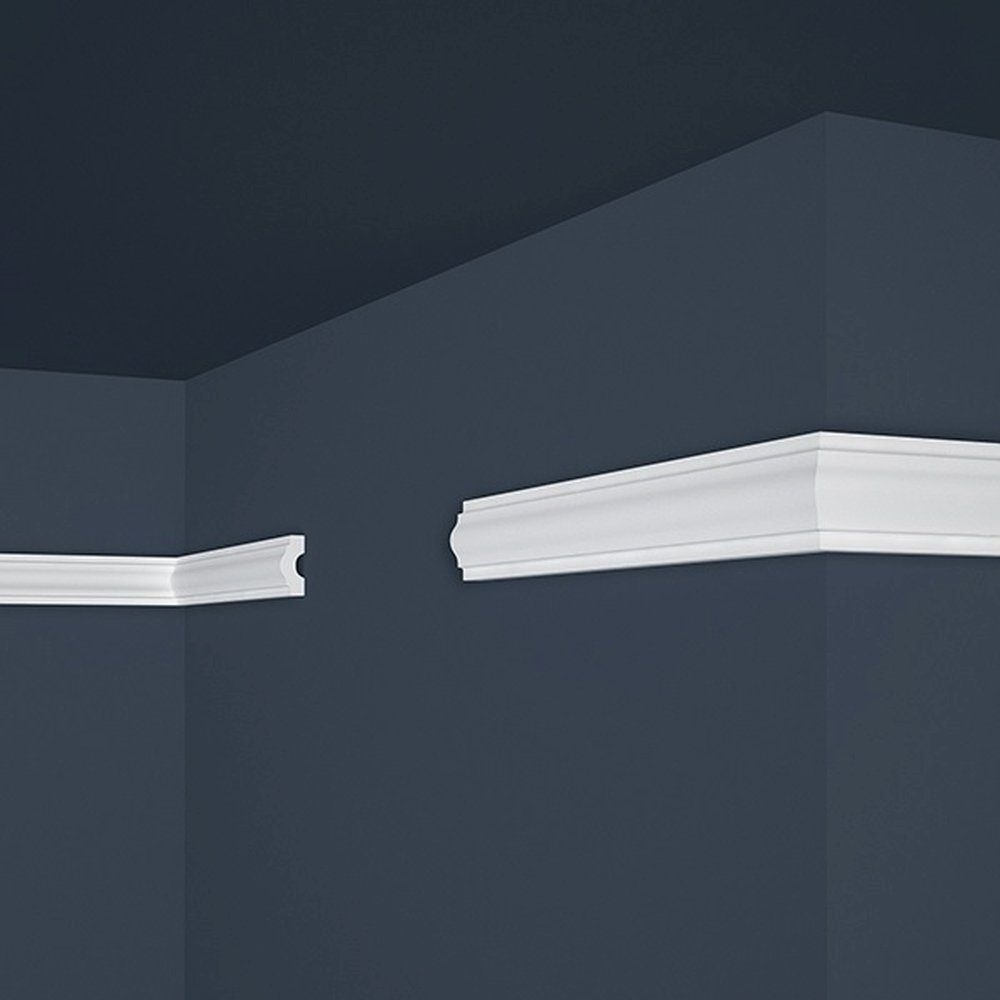 PROVISTON Zierleiste Polystyrol, 18 x 38 x 2000 mm, Weiß, Wandleiste, Klebe günstig online kaufen