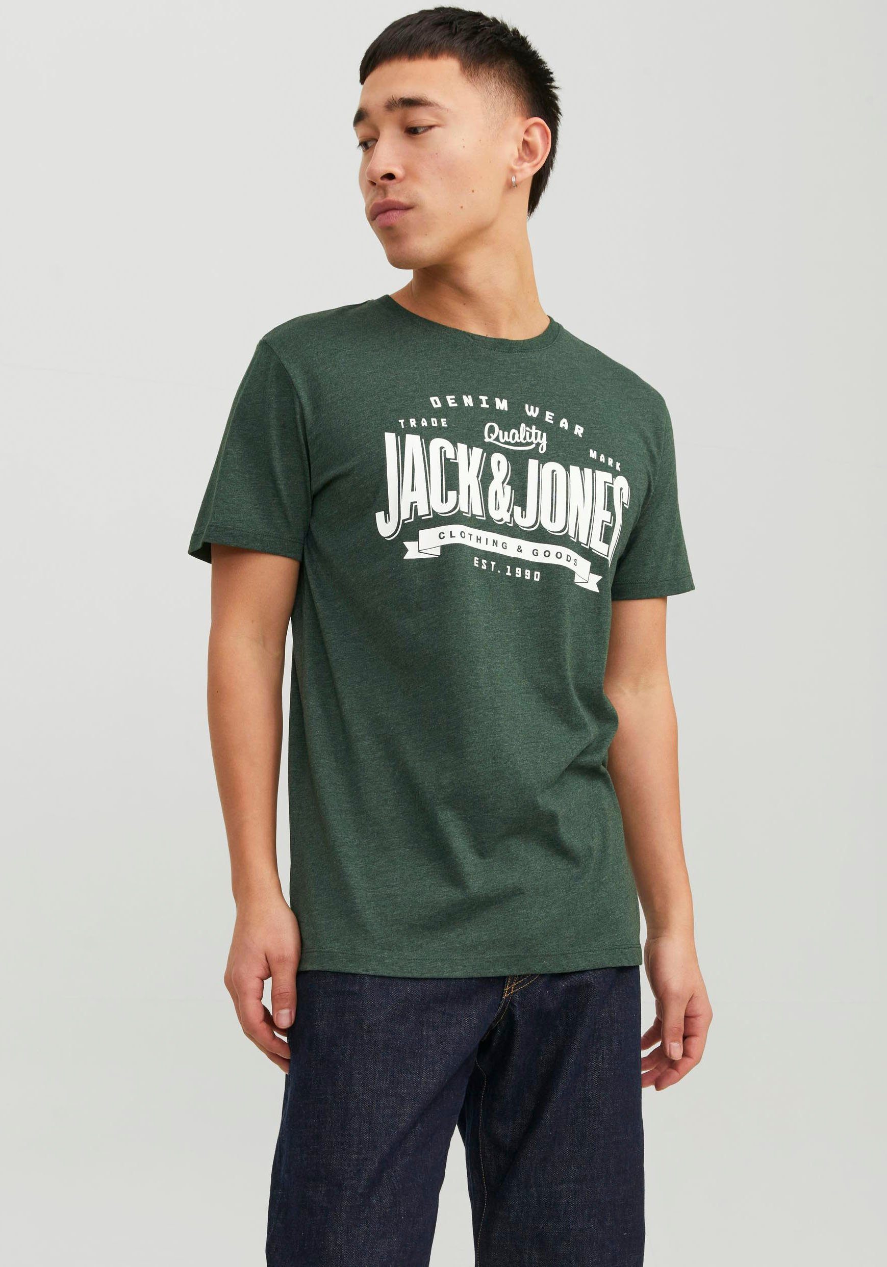 Jack & Jones Print-Shirt JJELOGO TEE SS O-NECK 1 COL MEL AW23 SN Mountain View