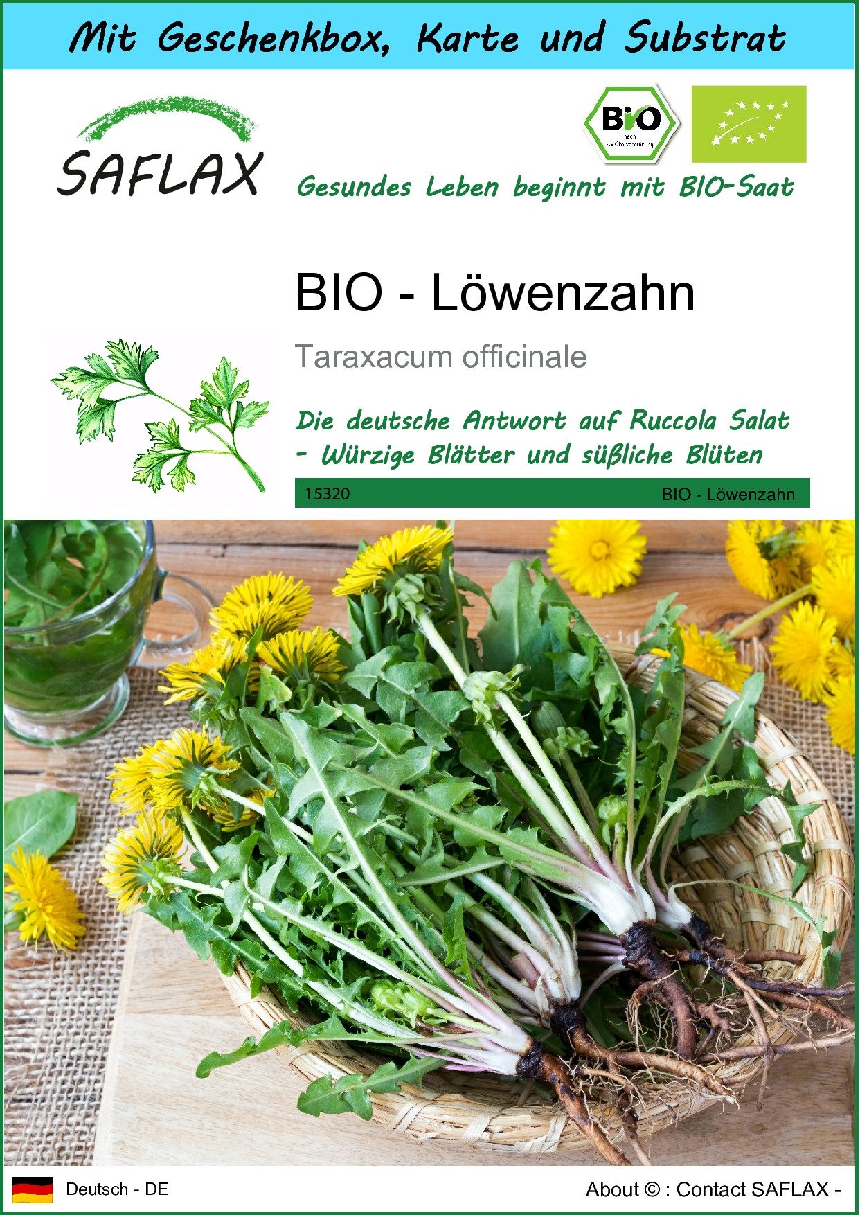 SAFLAX Kräutersamen SAFLAX - Geschenkset - BIO - Löwenzahn
