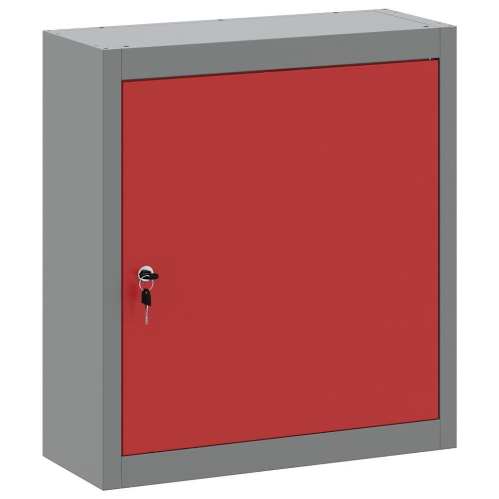 vidaXL Werkzeugbox Werkzeugschrank mit Regal Rot und Grau 50 x 20 x 55 cm Stahl (1 St)