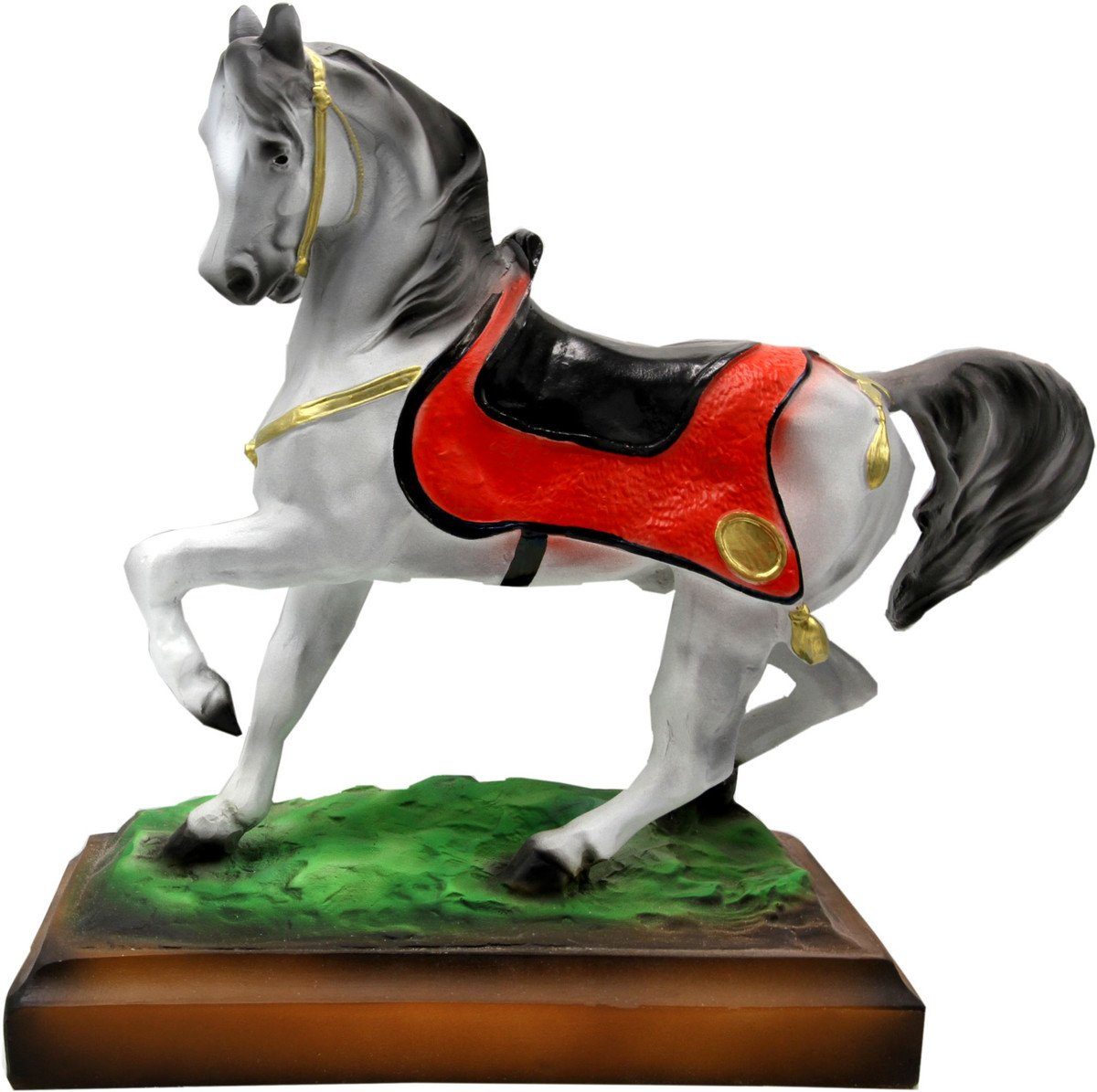 Casa Padrino Skulptur Designer Dekofigur Pferd 36 x 15.5 x H 34 cm - Prunkvolle Pferde Skulptur