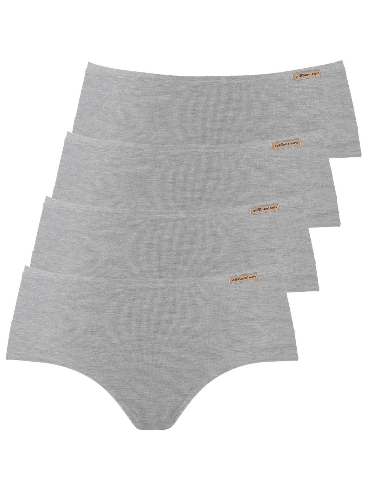 COMAZO Panty 4er Pack Damen Baumwoll Panty (Spar-Set, 4-St) Zwickel grau-melange | Klassische Panties