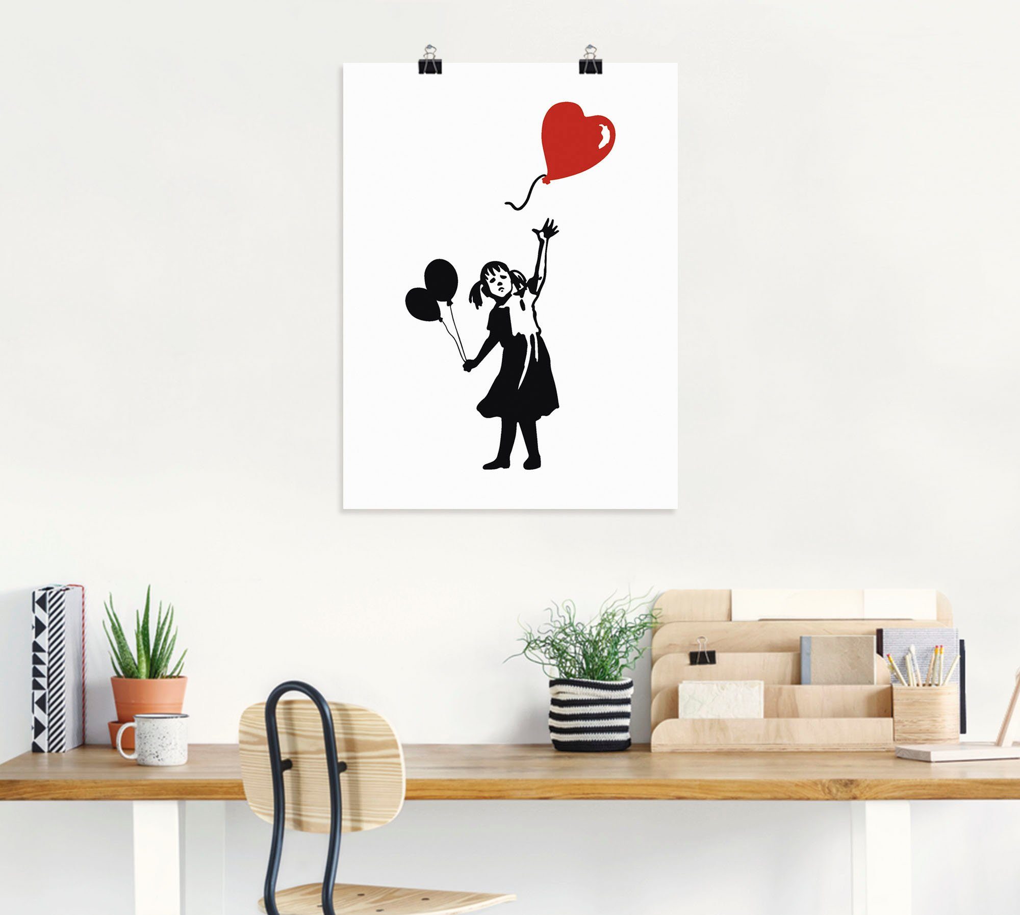 Artland Wandbild »Silhouette Mädchen Ballon Herz«, Bilder von Kindern (1 Stück), in vielen Größen & Produktarten - Alubild / Outdoorbild für den Außenbereich, Leinwandbild, Poster, Wandaufkleber / Wandtattoo auch für Badezimmer geeignet-HomeTrends