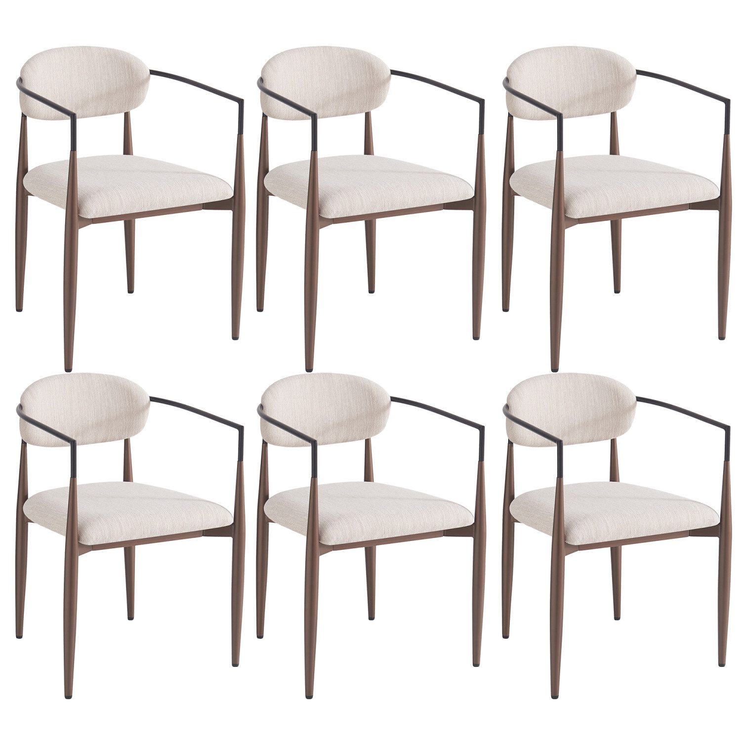 Flieks Esszimmerstuhl (Eisengestell, Set, 6 St), 6er Set Polsterstühle mit günstig online kaufen