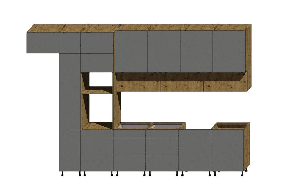 ROYAL24_MARKT Küchenzeile K18-G400 - Langen - Luxuriöses Design mit perfekter Aufbewahrung, (Komplett Set), Premium - Modern - Exzellent.