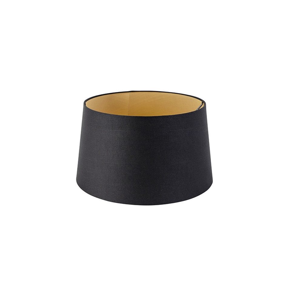 Qazqa Lampenschirm Rond schuin katoen, QAZQA Lampenschirm, Schwarz, Textil, Modern